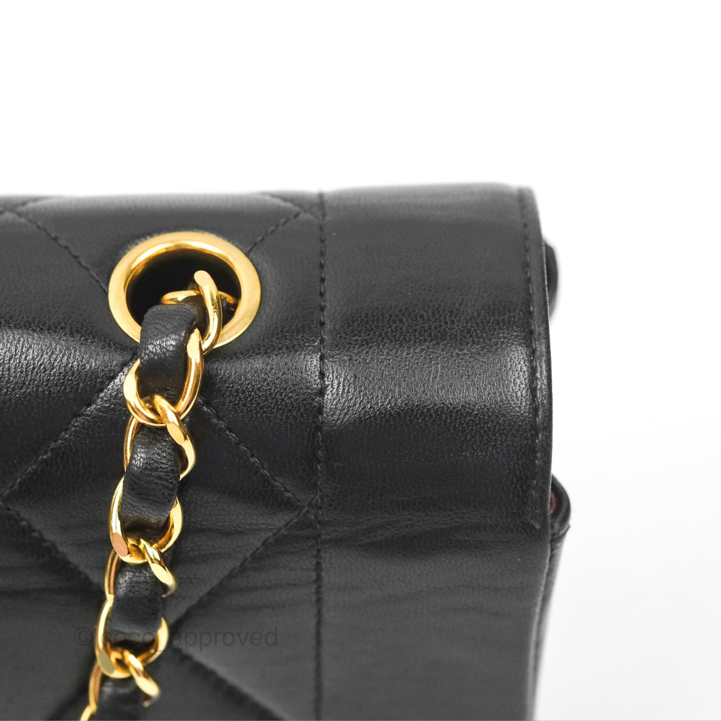 Chanel Vintage Small Quilted Classic Diana Flap Bag Black Lambskin 24K Gold Hardware