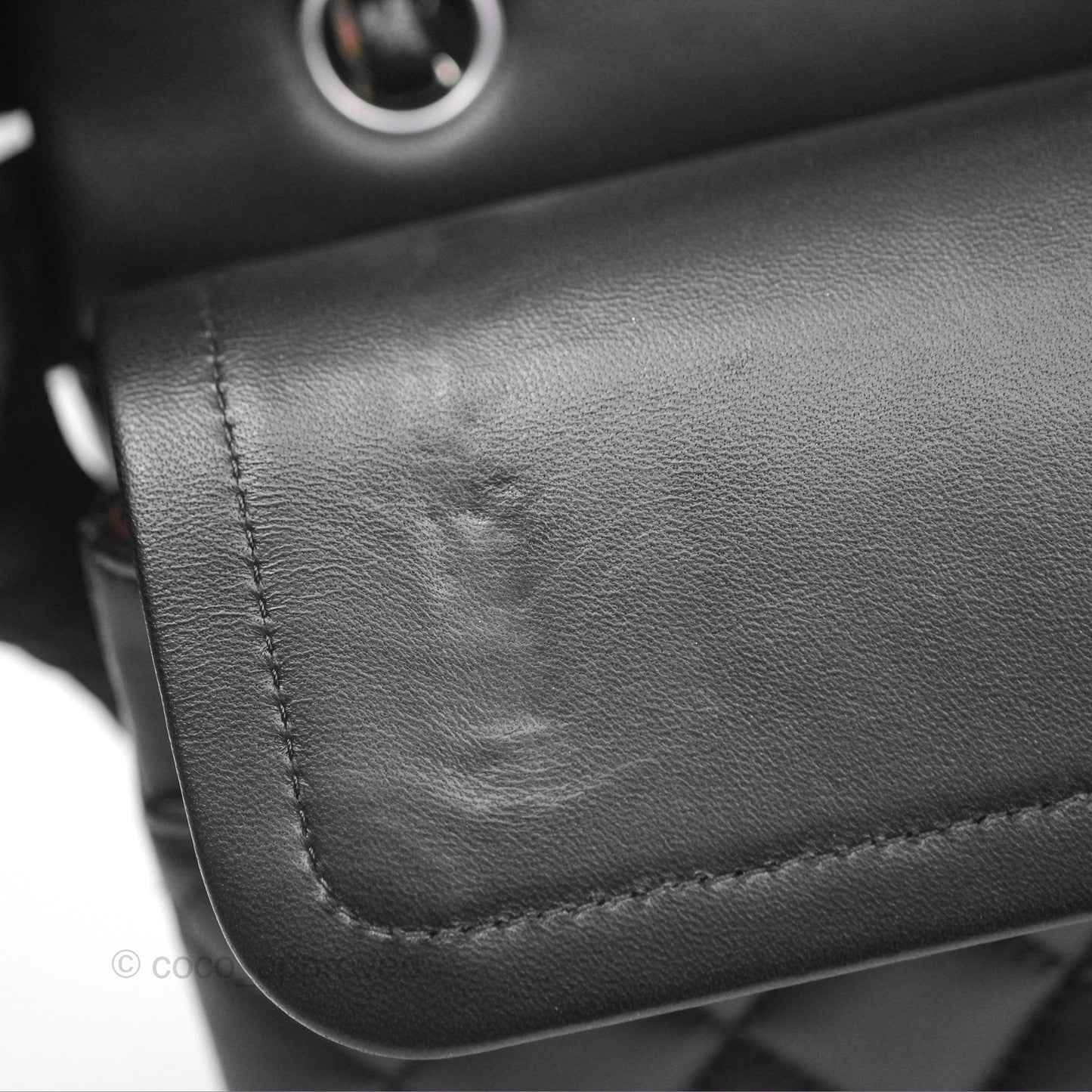 Chanel M/L Medium Classic Flap Quilted Black Lambskin Silver Hardware