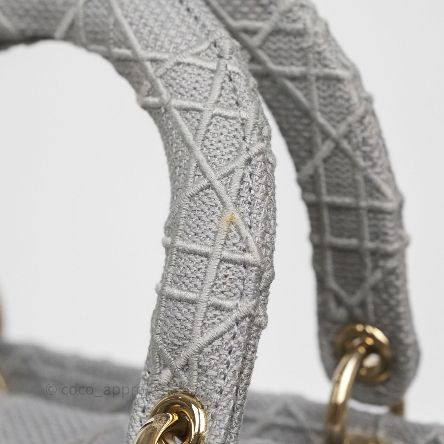 Dior Medium Lady D-Lite Bag Gray Cannage Embroidery Gold Hardware