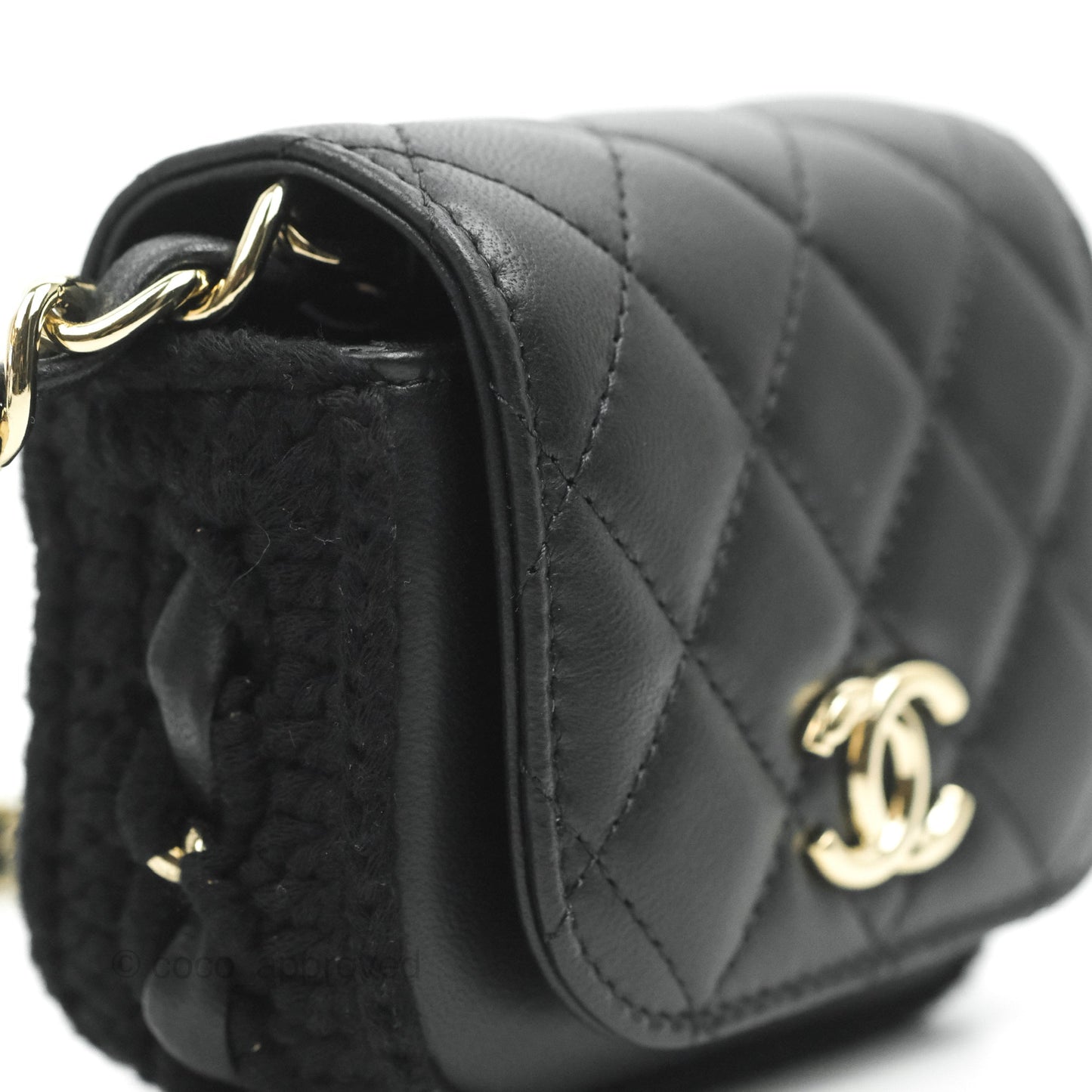 Chanel Mini Bag Black Lambskin Crochet Gold Hardware 22C