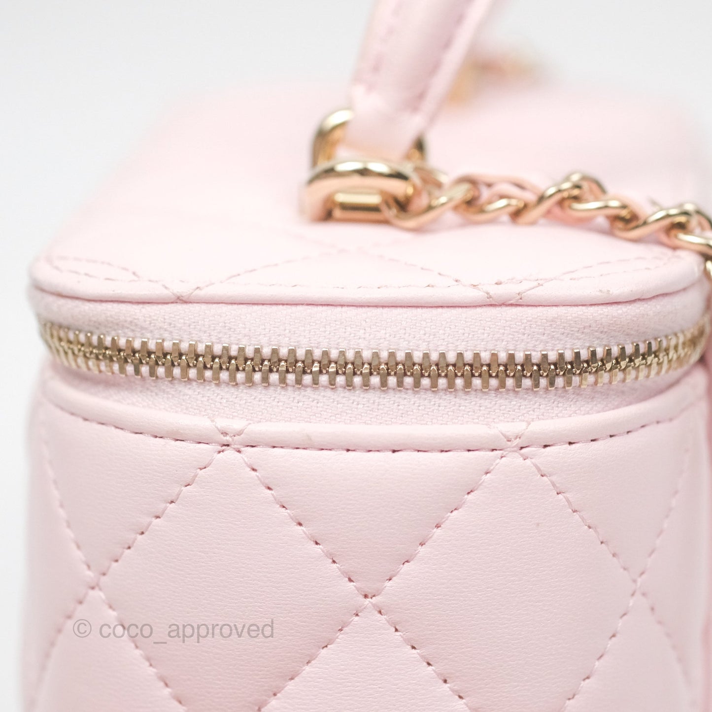 Chanel Vanity Rectangular Top Handle Light Pink Lambskin Gold Hardware