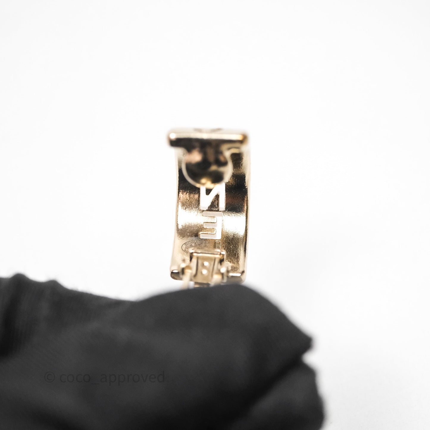 Chanel Logo Hoop Ear Clips Gold Tone 20P