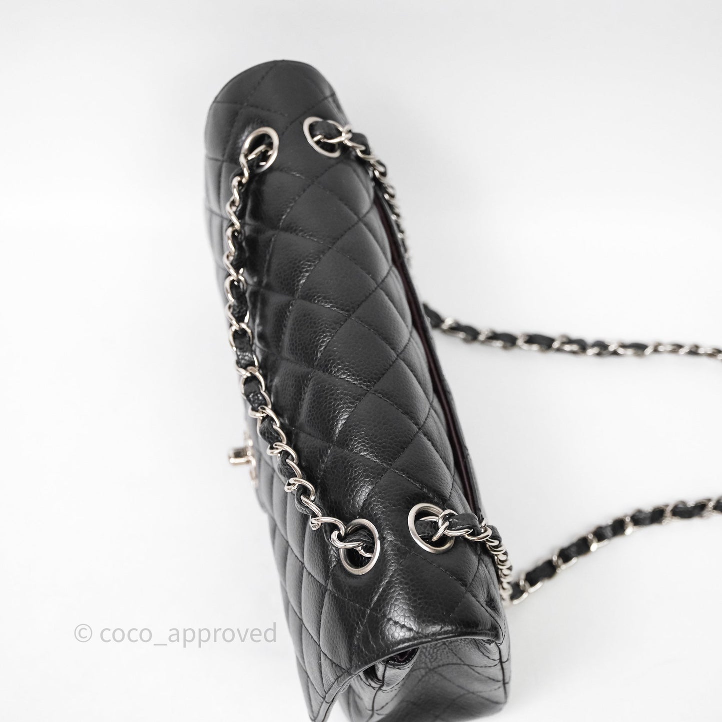 Chanel Classic M/L Medium Flap Quilted Black Caviar Silver Hardware