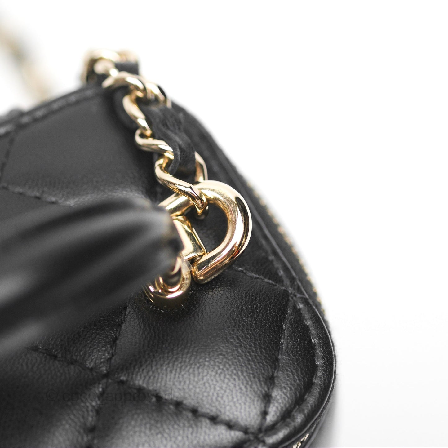 Chanel Mini Top Handle Vanity With Chain Black Lambskin Gold Hardware
