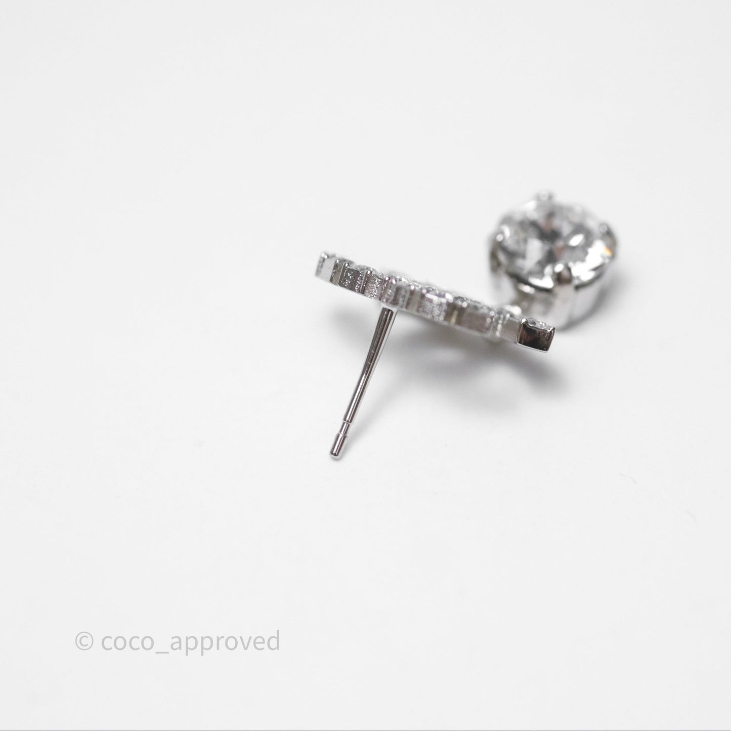 Chanel Crystal CC Drop Earrings Silver Tone 22V
