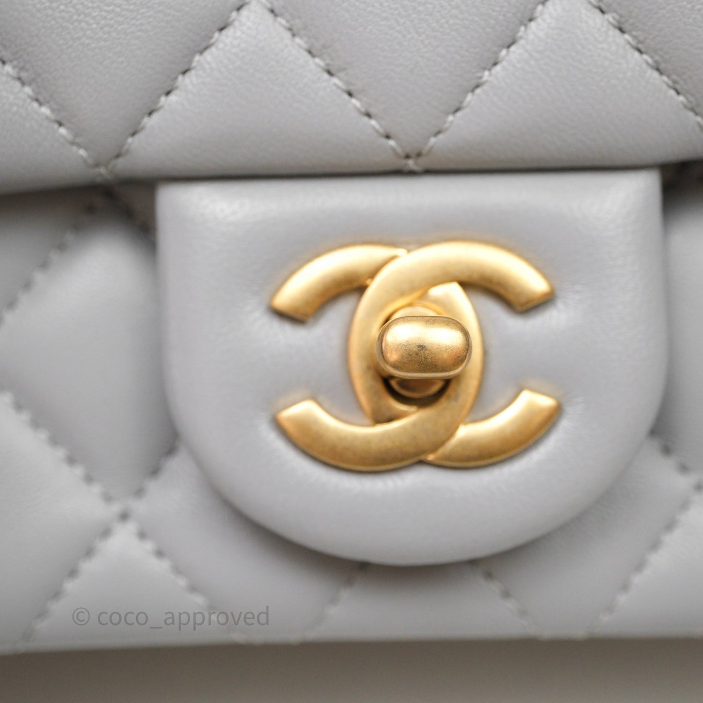 Chanel Pearl Crush Mini Square Quilted Grey Lambskin Aged Gold Hardware