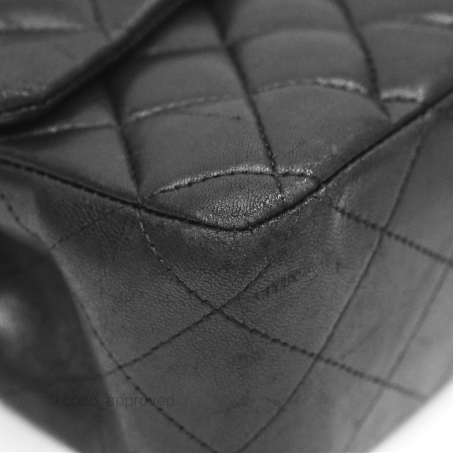 Chanel Classic M/L Medium Flap Quilted Black Lambskin Silver Hardware