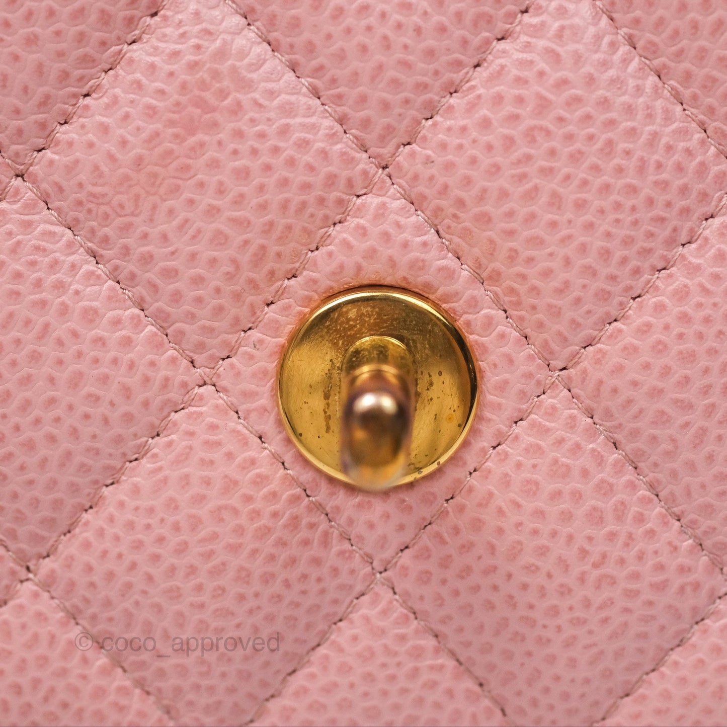 Chanel Vintage Classic M/L Medium Flap Quilted Sakura Pink Caviar 24K Gold Hardware