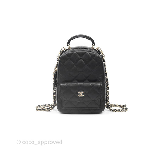 Chanel Classic Mini Backpack Black Caviar Light Gold Hardware