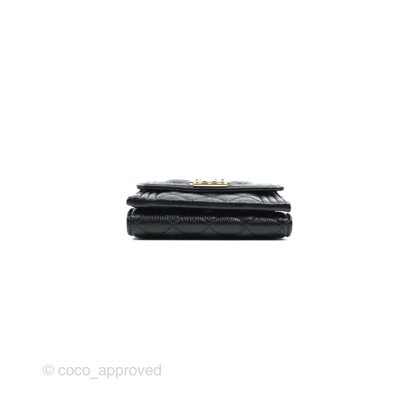 Chanel Quilted Small Boy Flap Wallet Black Caviar Gold Hardware