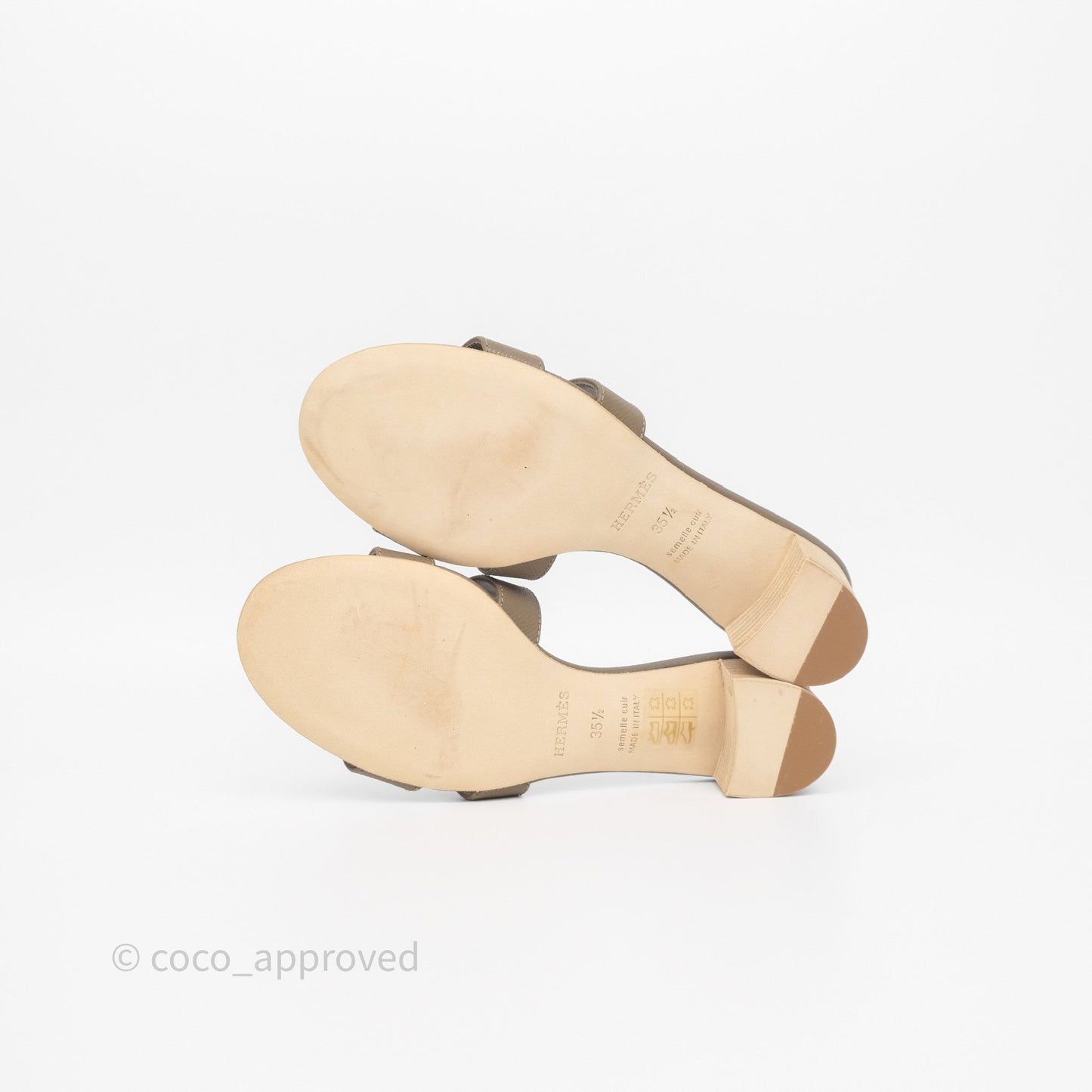 Hermès Oasis Sandals Etoupe 18 Epsom Size 35.5