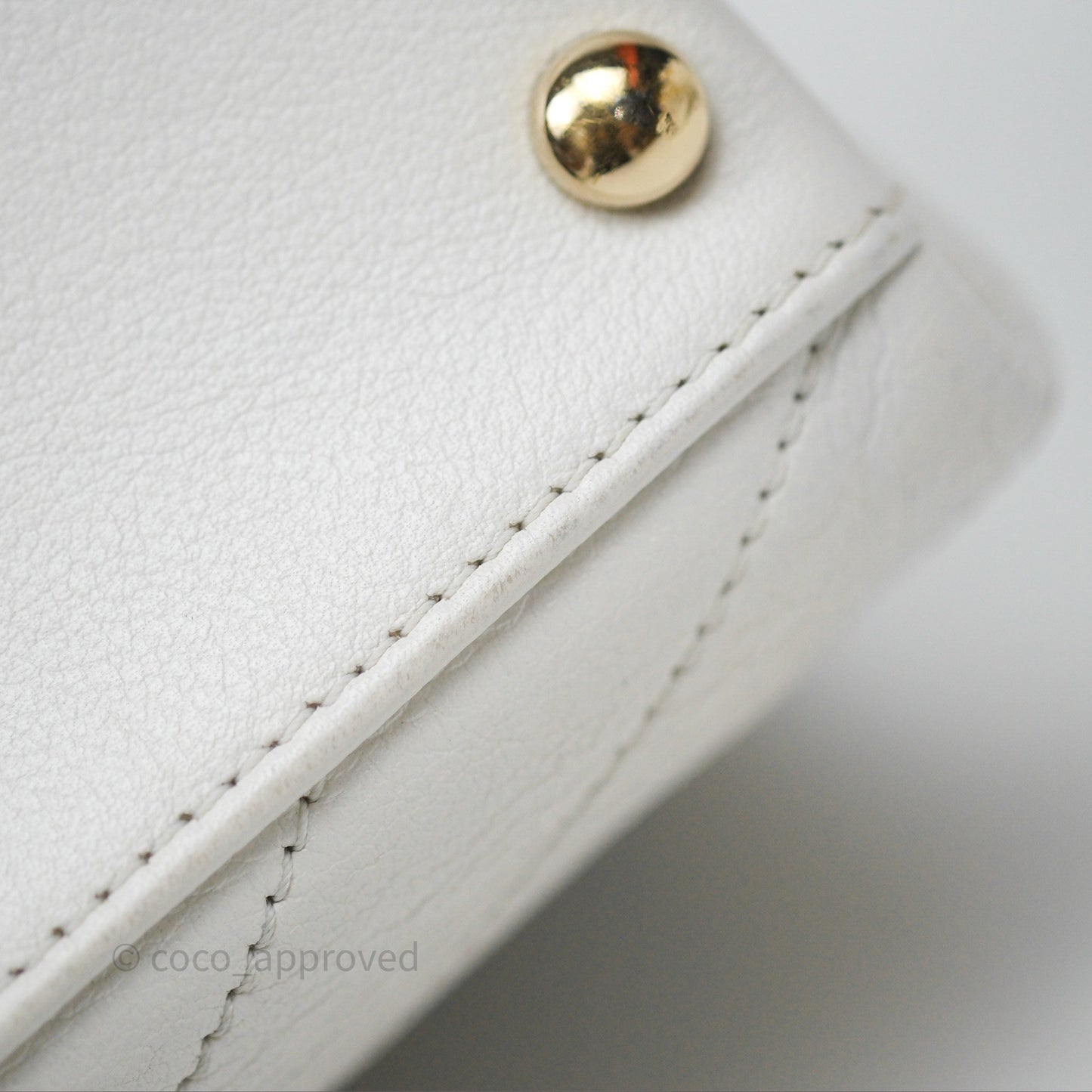 Chanel Small Chevron Chic Top Handle Flap White Calfskin Gold Hardware