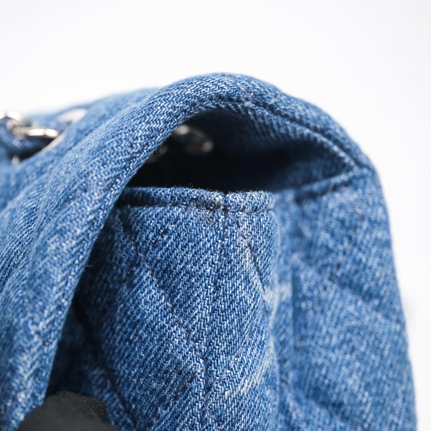 Chanel CC Denim Single Flap Bag Silver Hardware