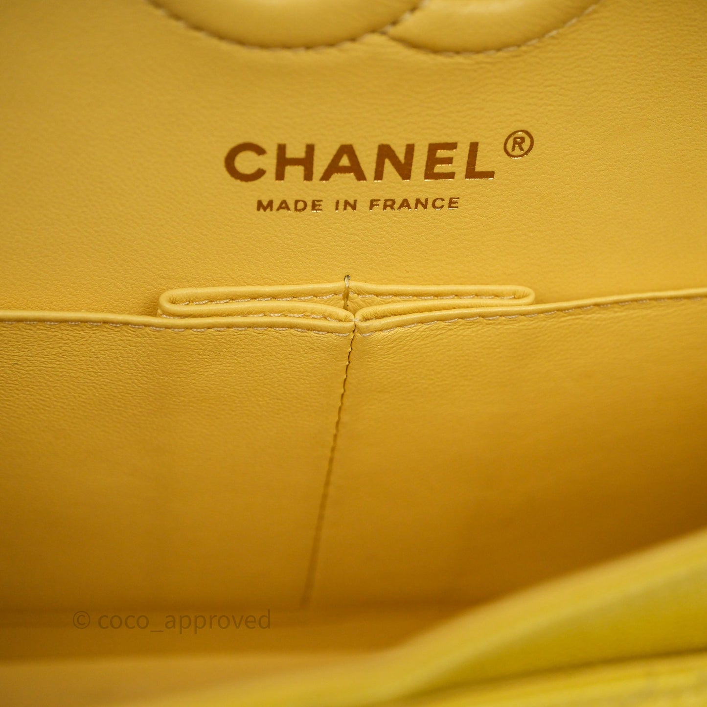 Chanel Small Classic Flap Quilted Yellow Caviar Gold Hardware