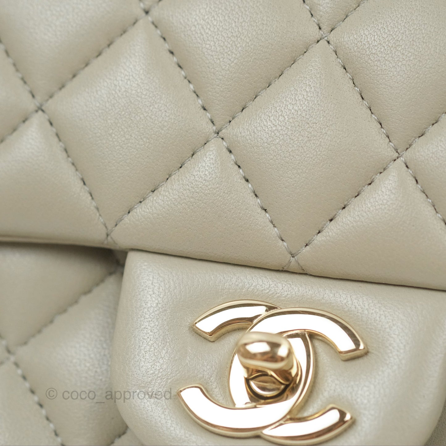 Chanel Mini Square Quilted Grey Lambskin Gold Hardware 22C