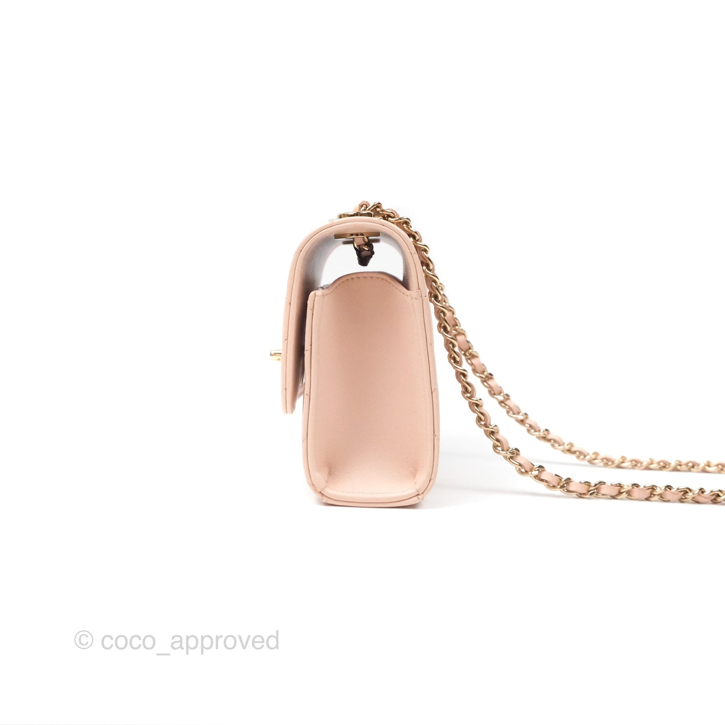 Chanel Mini Quilted Trendy CC Clutch With Chain Light Pink Lambskin Gold Hardware