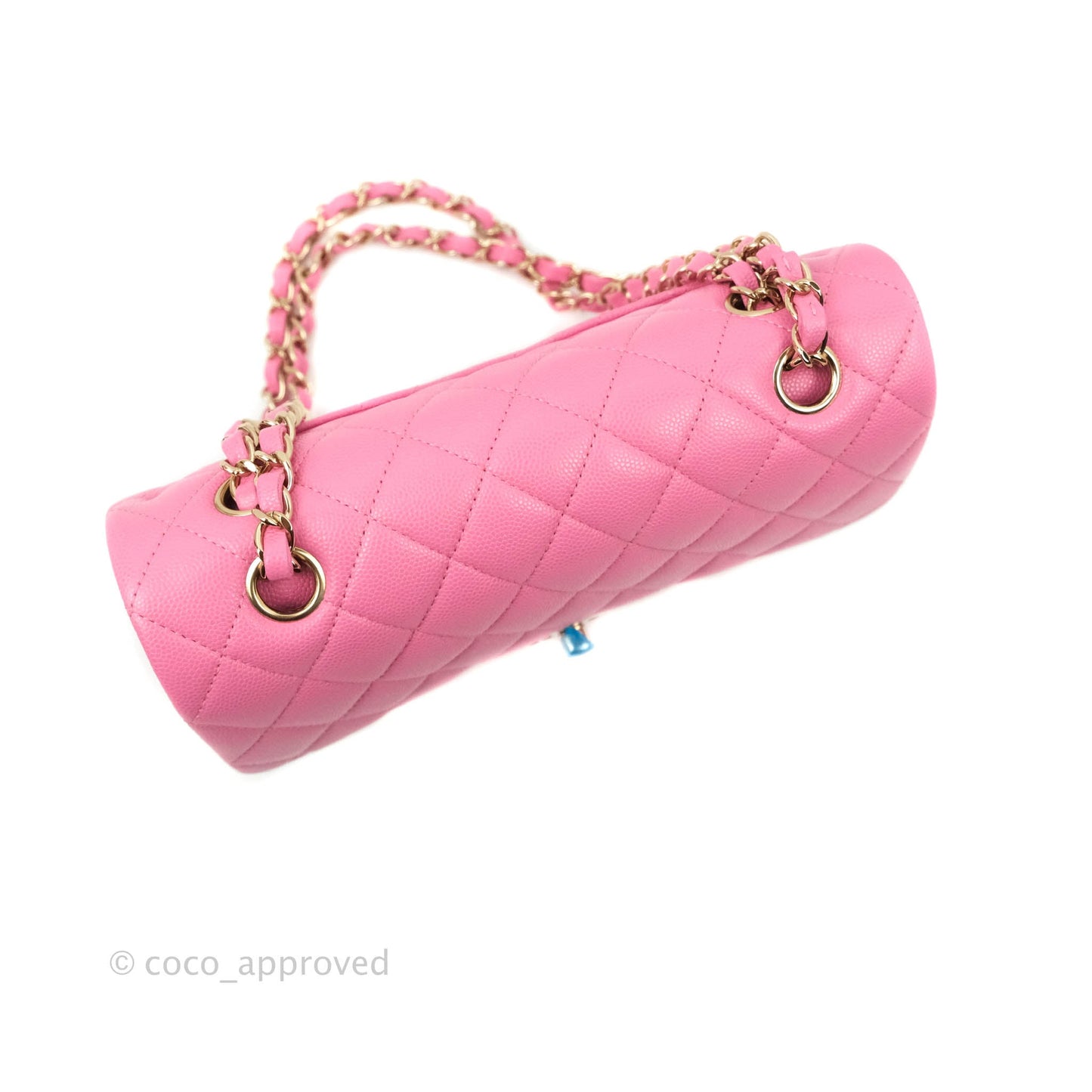 Chanel Classic Quilted S/M Small Double Flap Pink Caviar Gold Hardware 21P