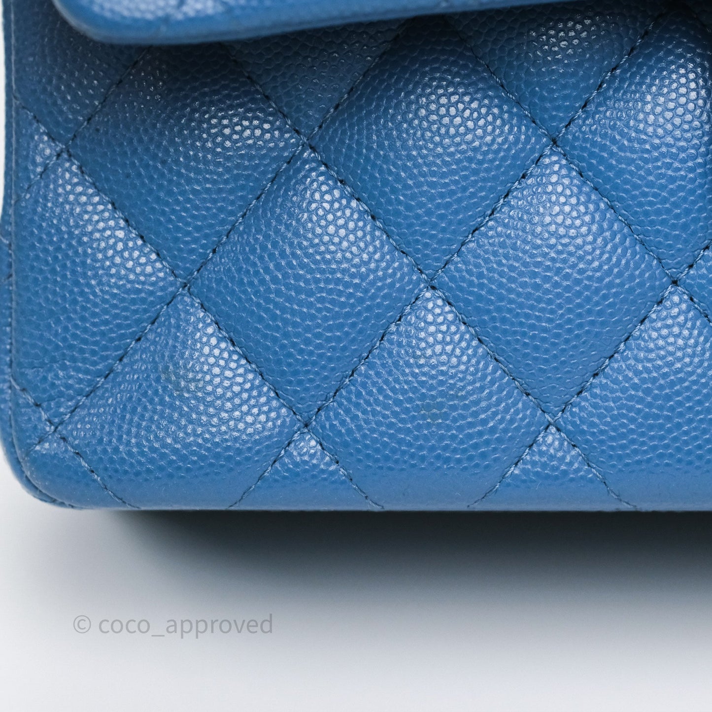 Chanel Small Classic Quilted Flap Blue Caviar Gold Hardware