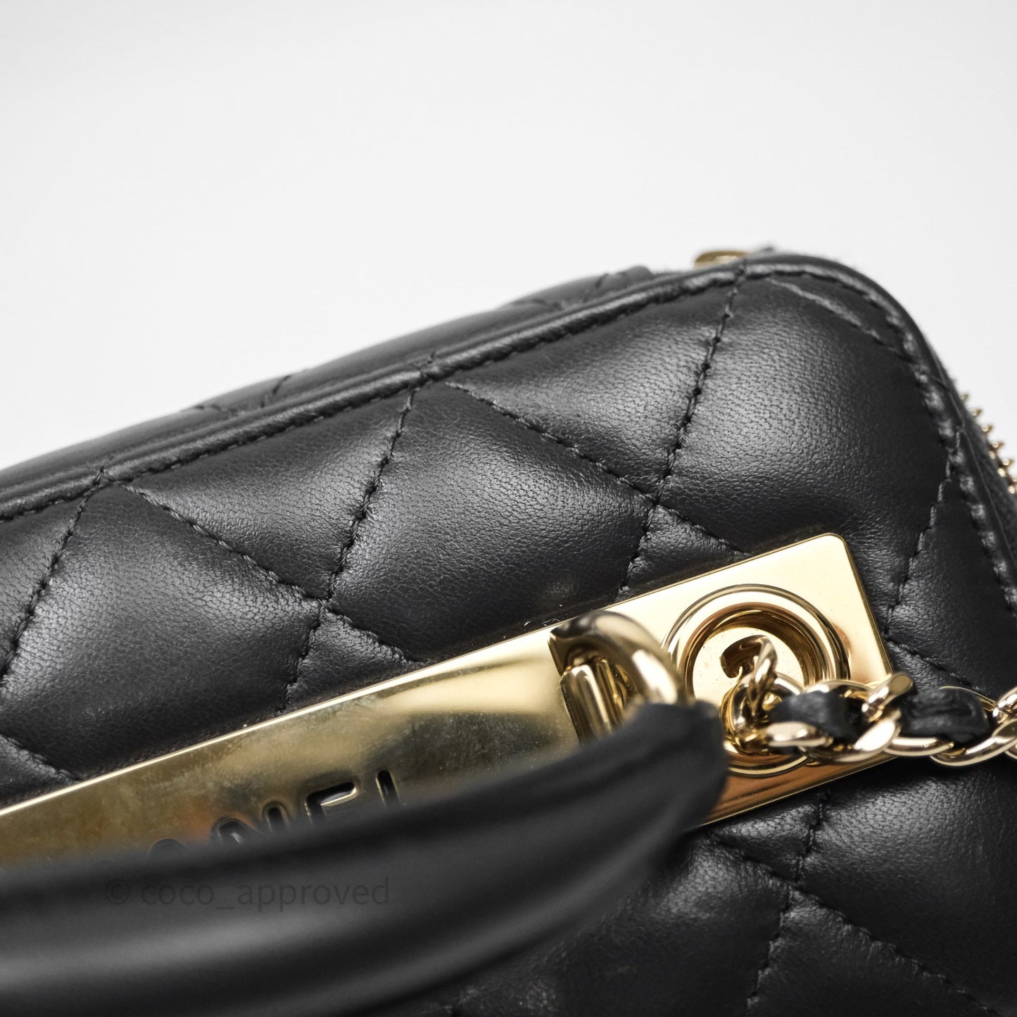 Chanel Trendy CC Vanity Rectangular Top Handle Dark Grey Lambskin Gold Hardware