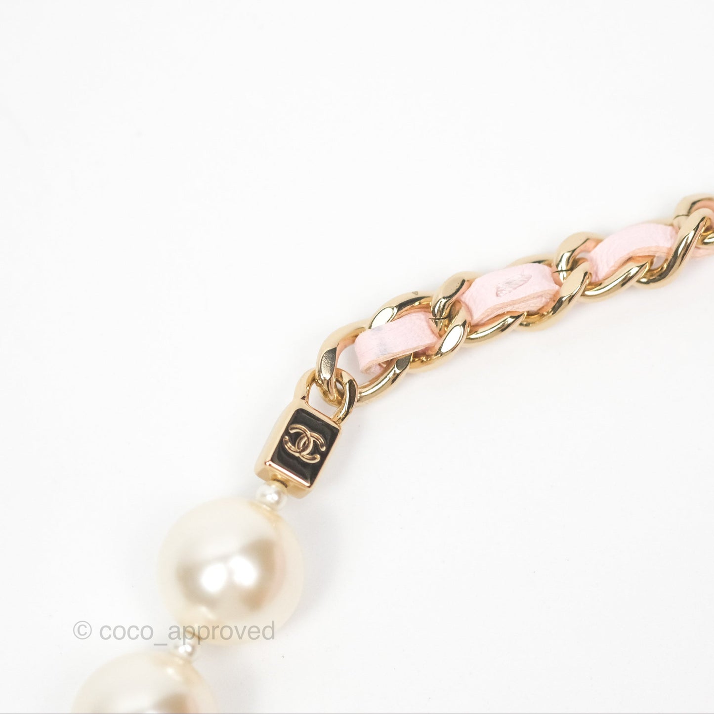 Chanel Wallet On Chain WOC Pearl Chain Iridescent Light Pink Lambskin Gold Hardware