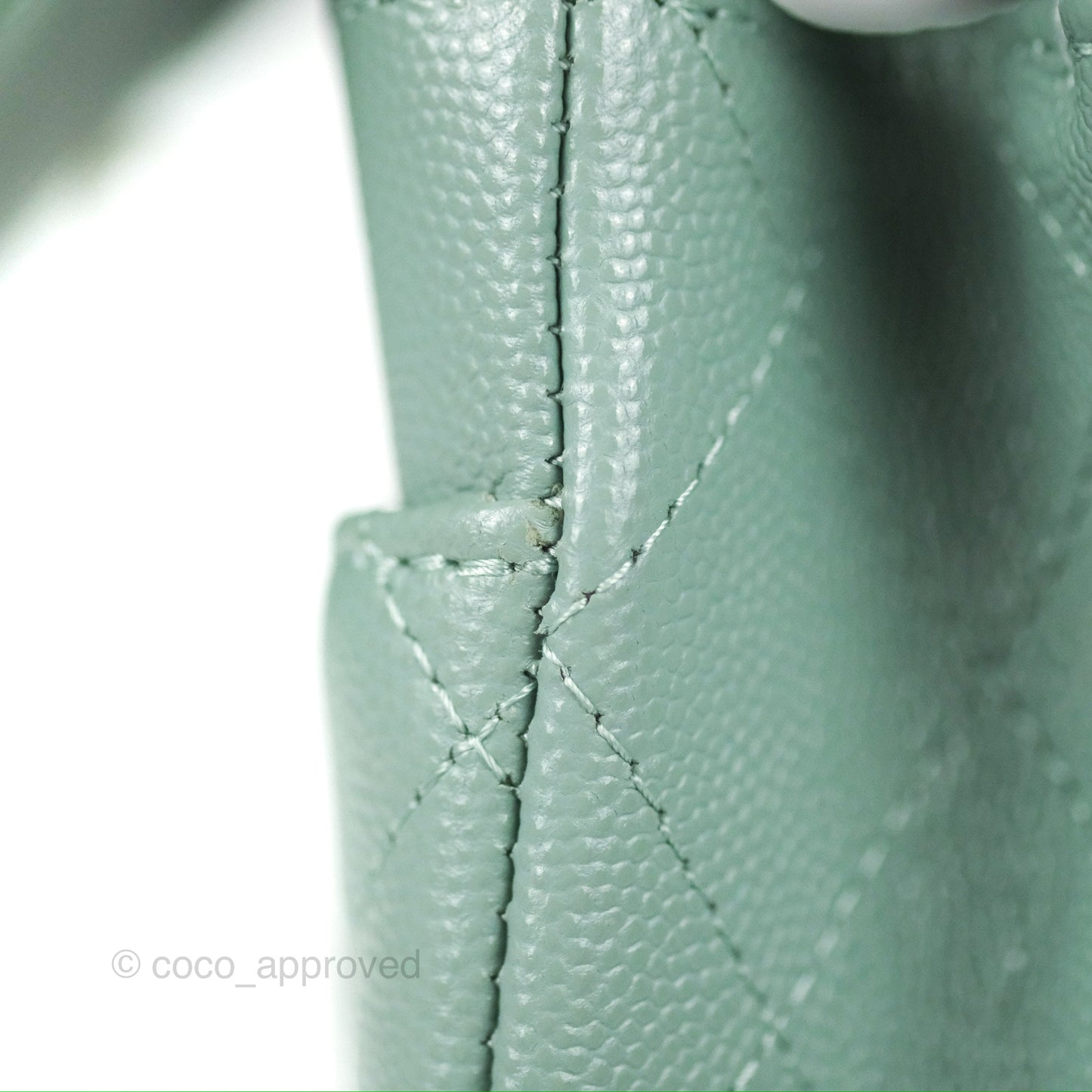 Chanel Classic M/L Medium Flap Quilted Tiffany Green Caviar Gold Hardware