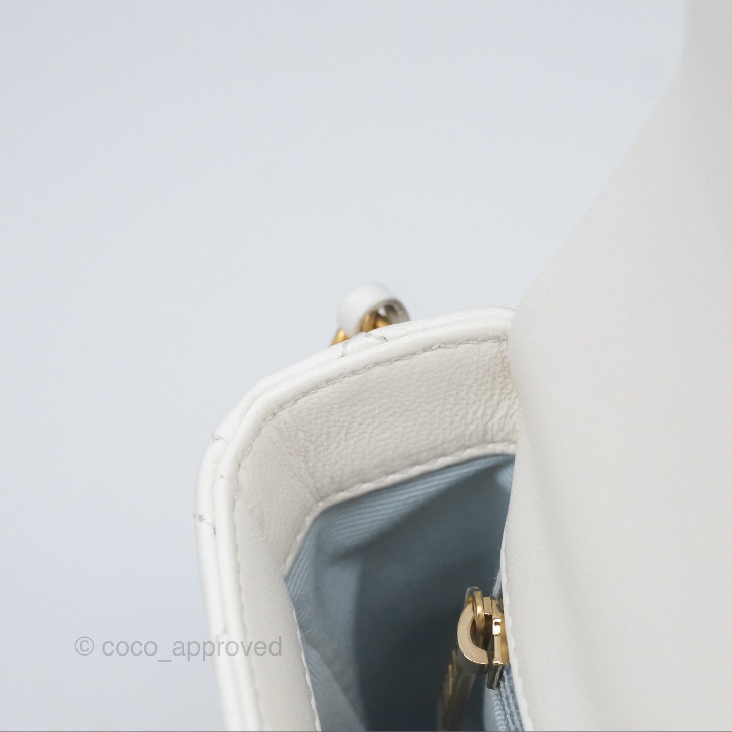 Chanel Quilted My Perfect Mini With Pearl White Lambskin Aged Gold Hardware 21K