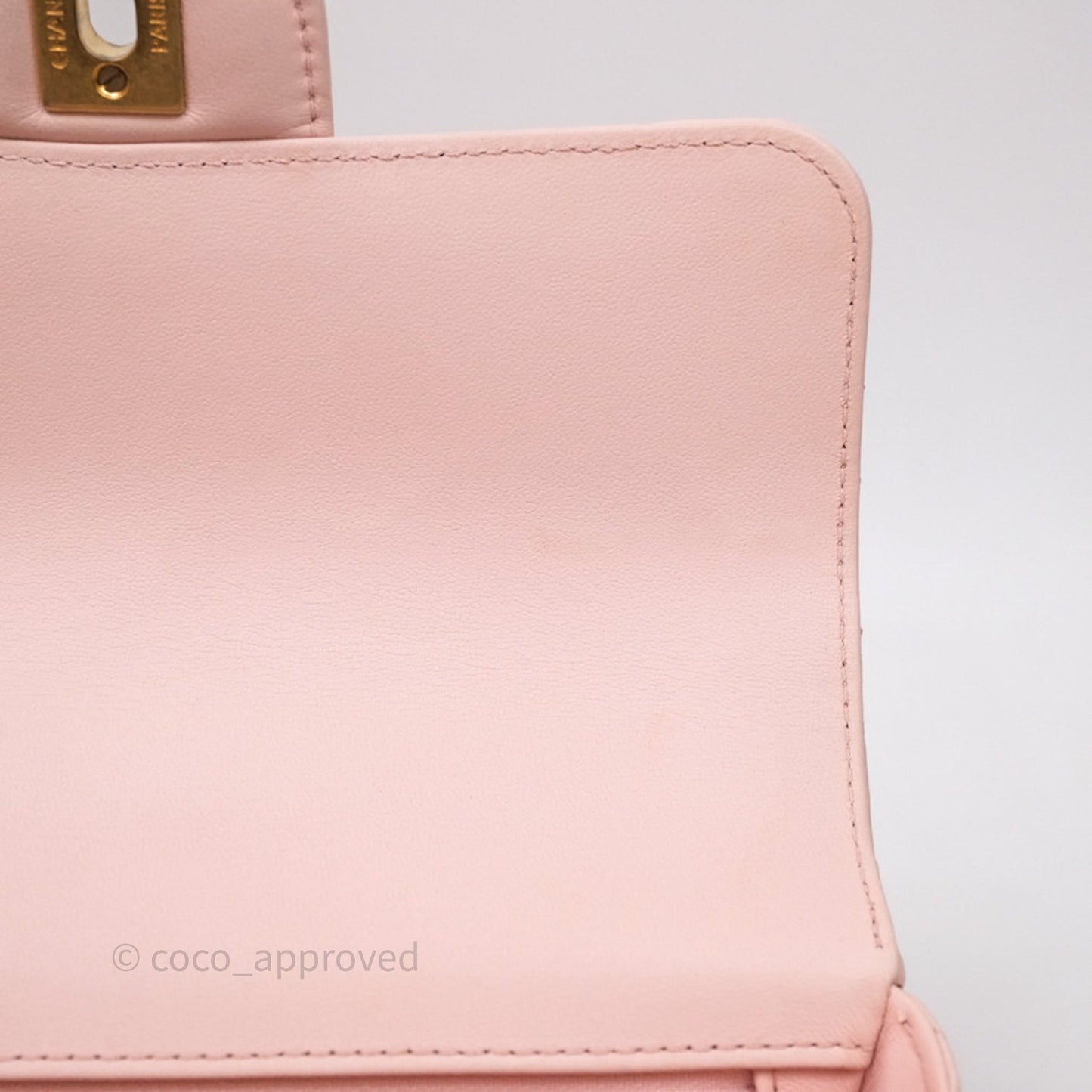 Chanel Top Handle Mini Rectangular Flap Bag Pink Lambskin Aged Gold Hardware