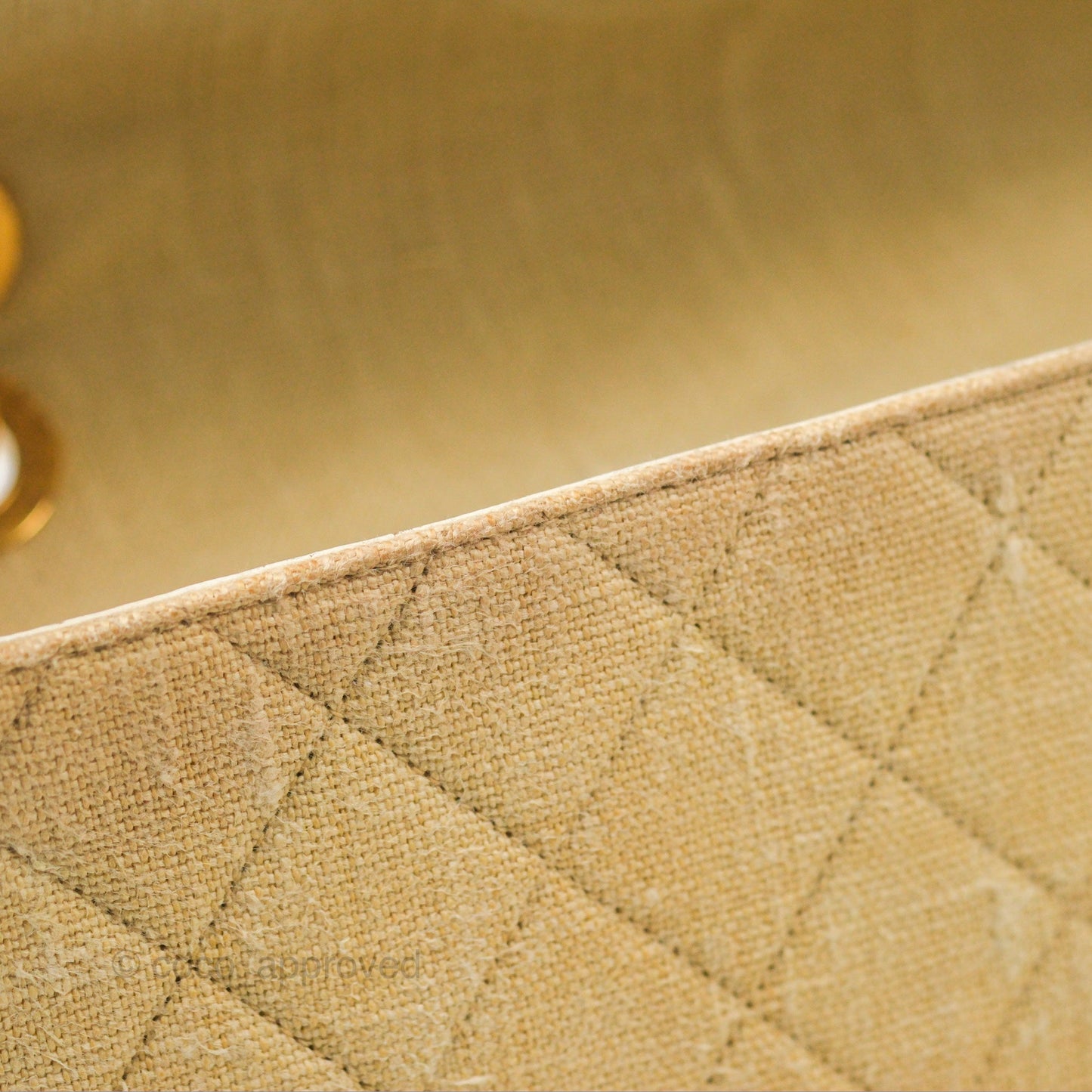 Chanel Vintage XL Jumbo Single Flap Beige Cotton Canvas 24K Gold Hardware