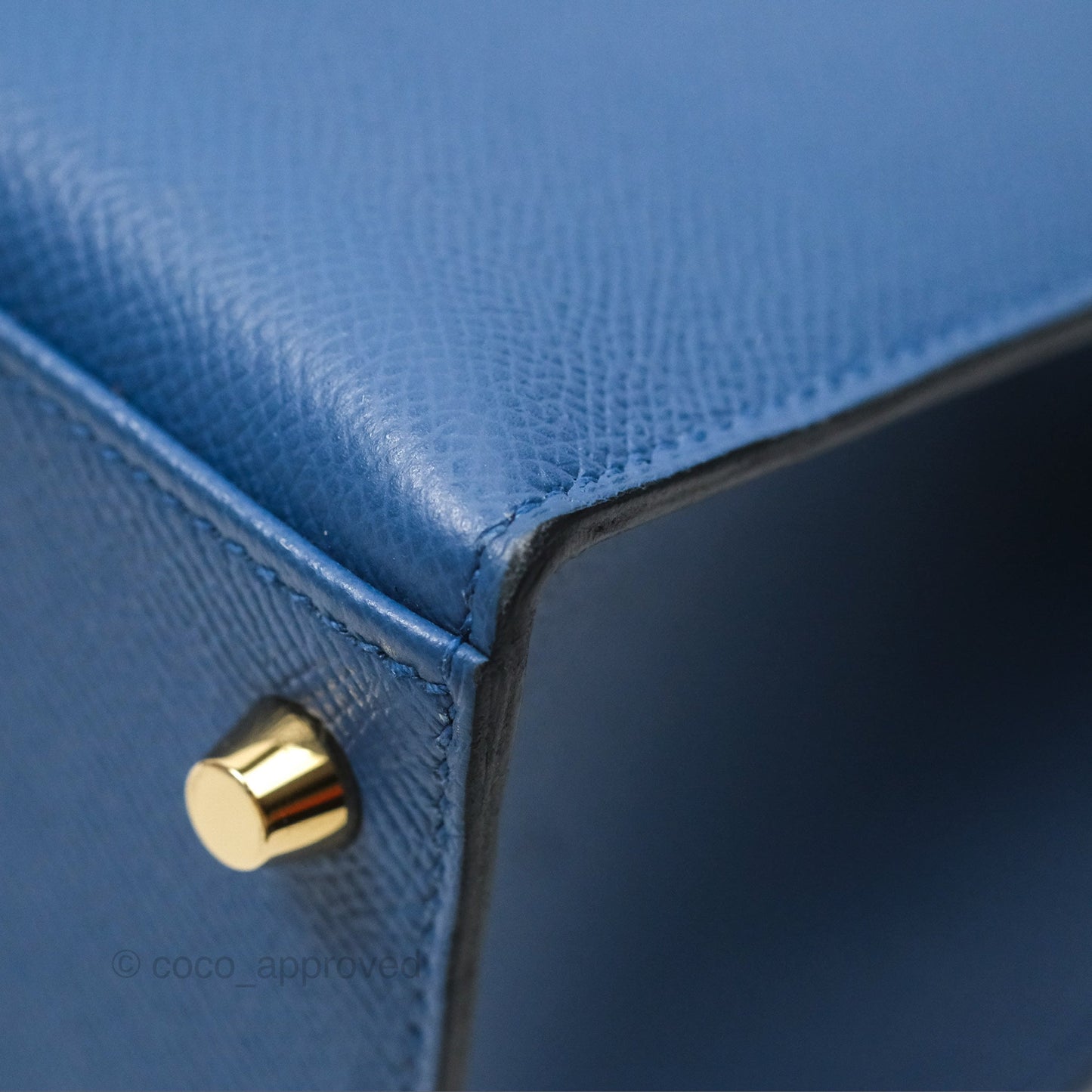 Hermès Sellier Kelly 28 Blue Epsom Gold Hardware