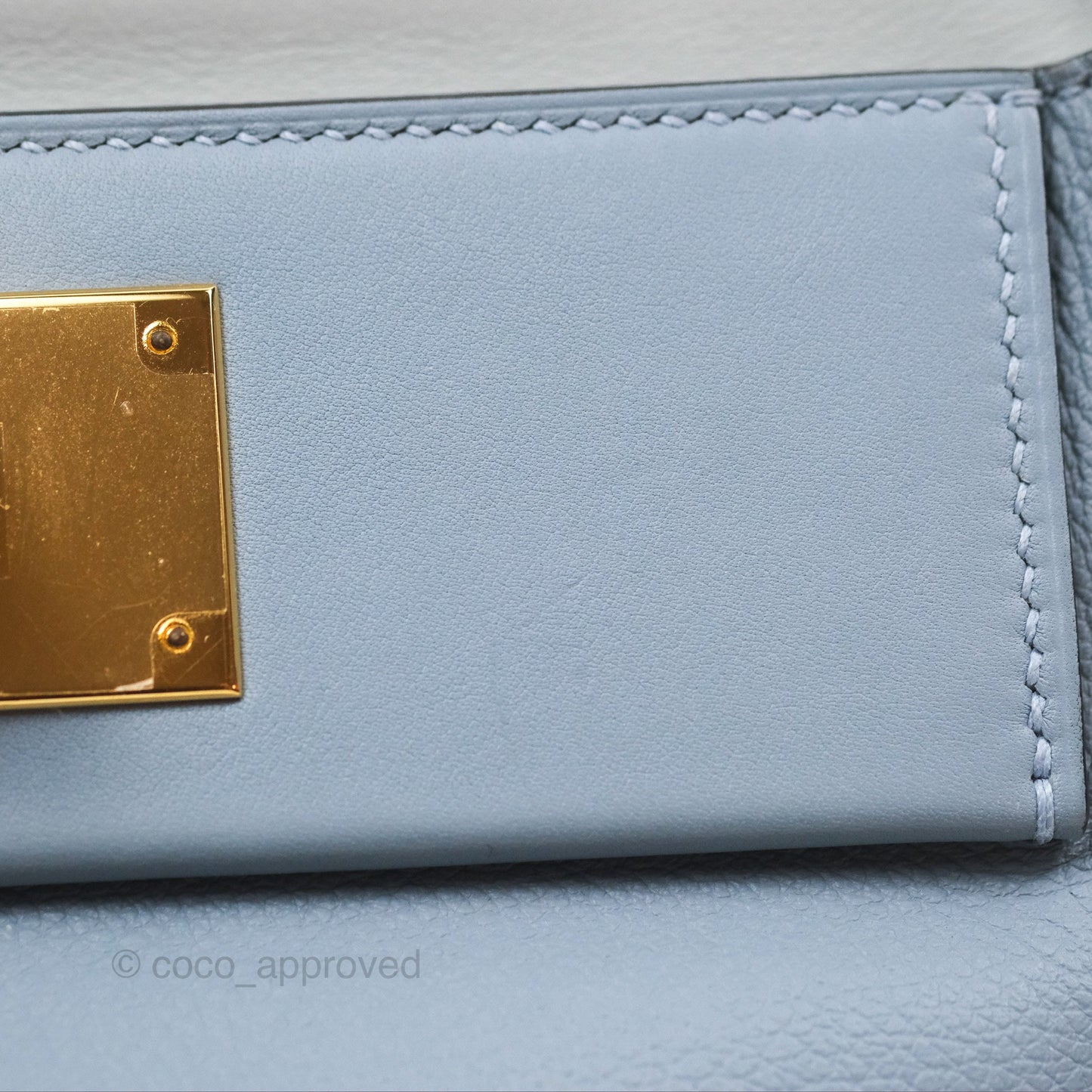 Hermès 24/24 21 Mini Bleu Lin J7 Evercolor/ Swift Gold Hardware