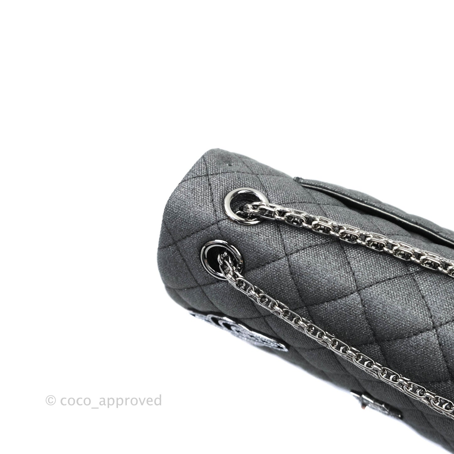 Chanel 2.55 Reissue Lucky Charms 225 Flap Iridescent Metallic Grey Canvas Gun Metal