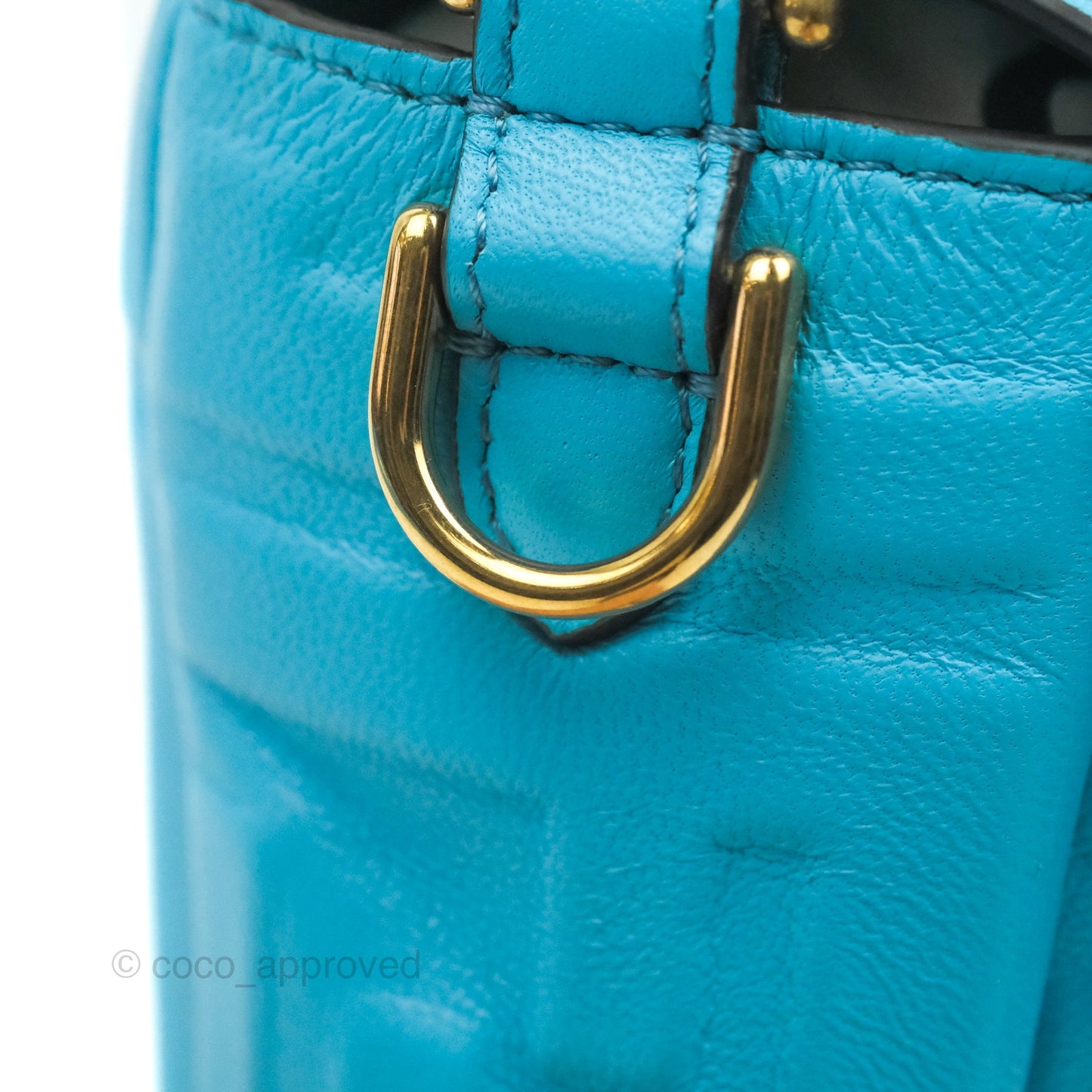 Fendi Medium Baguette Bag Blue Calfskin Gold Hardware
