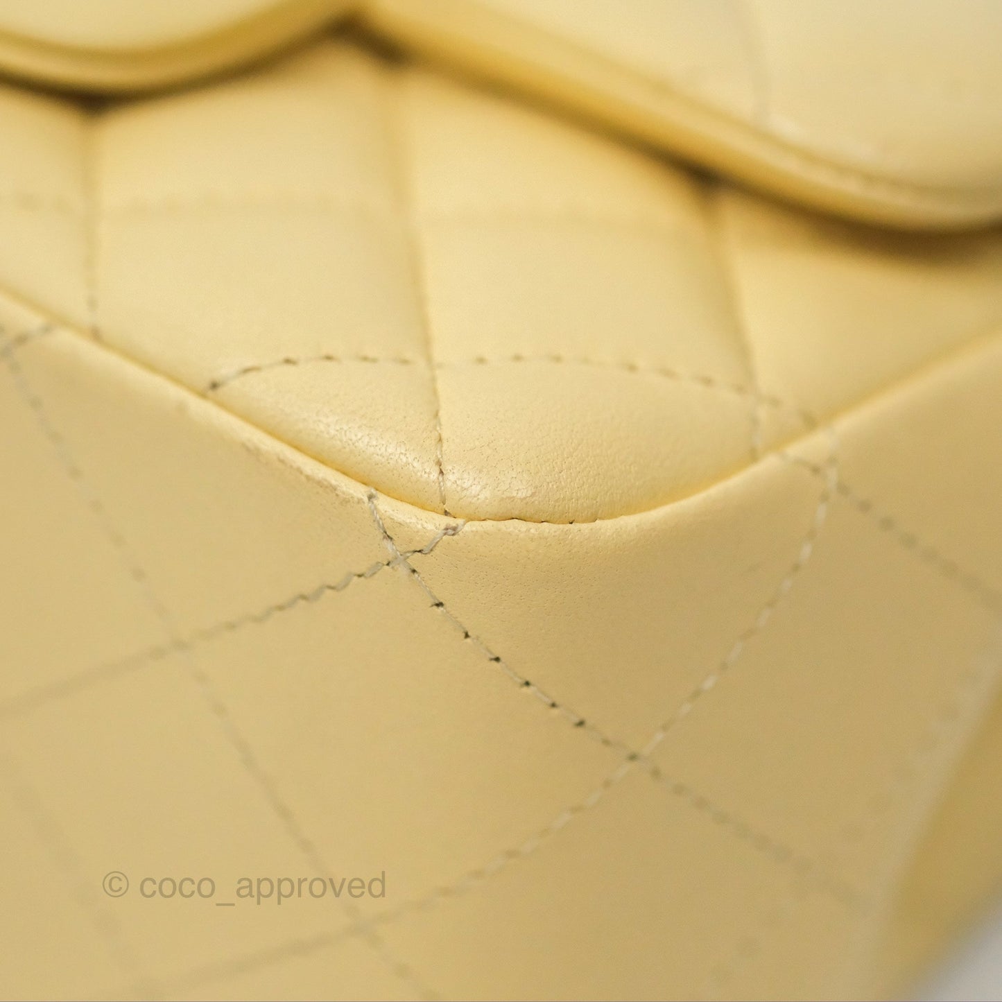 Chanel Mini Square Quilted Yellow Lambskin Gold Hardware