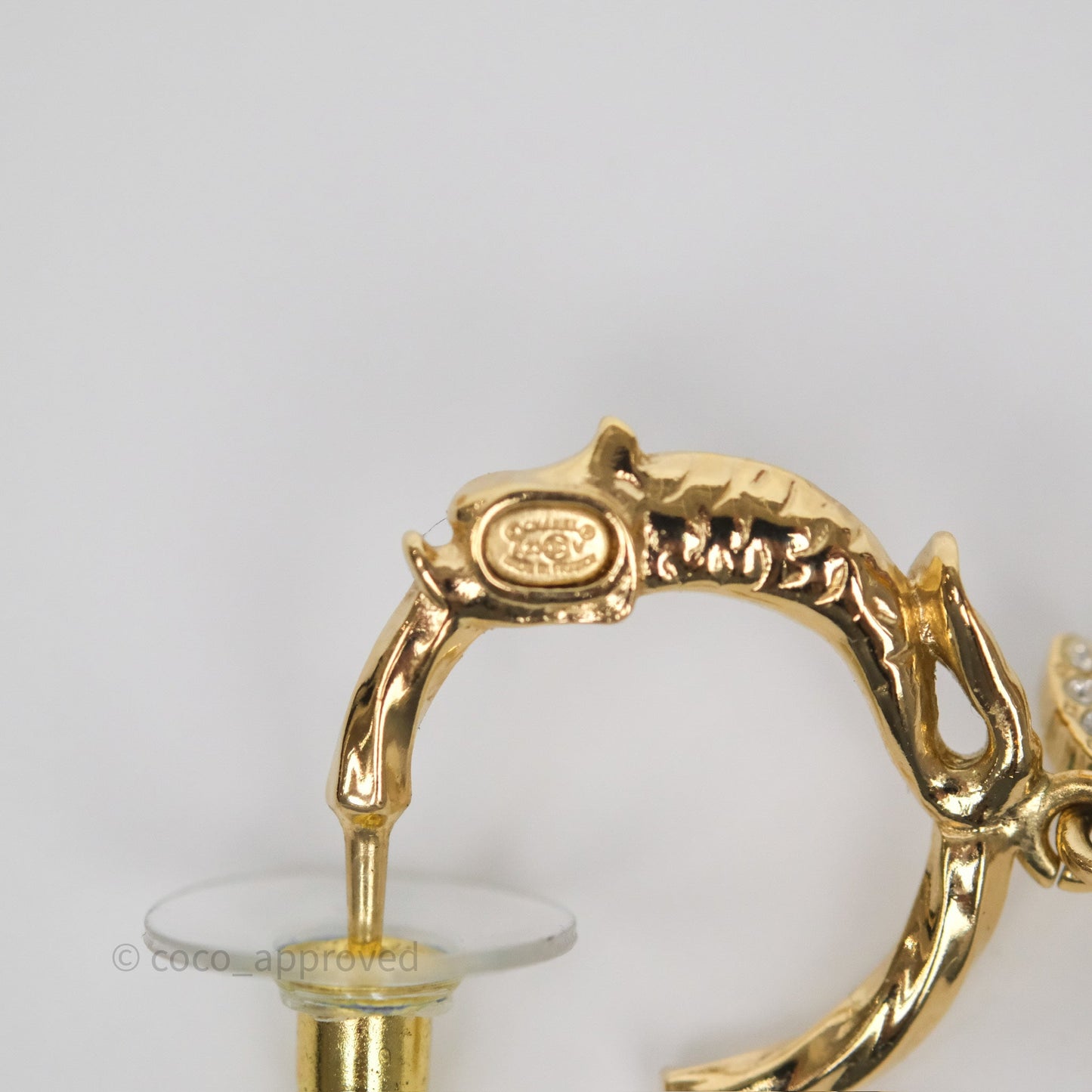 Chanel CC Crystal Hoop Earrings Gold Tone 23V