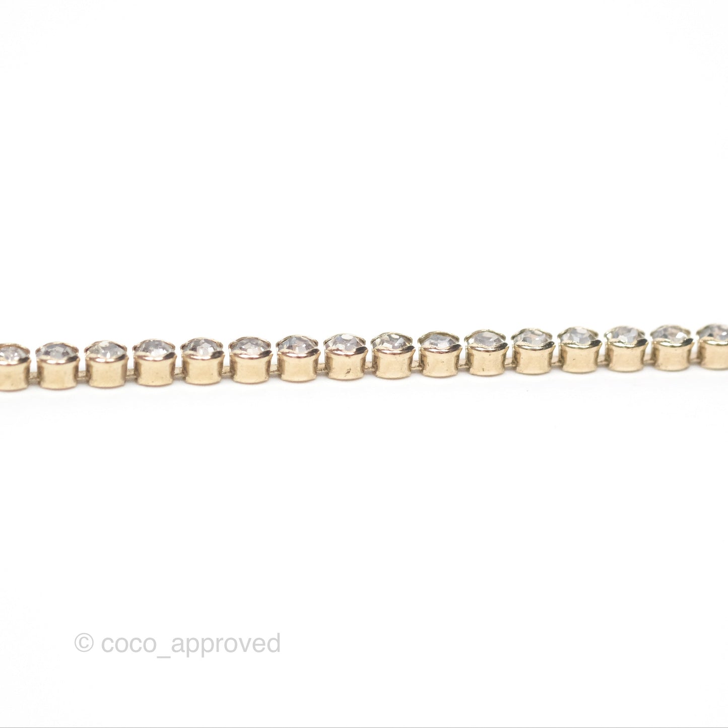 Chanel CC Crystal Chain Choker Necklace Gold Tone 21S