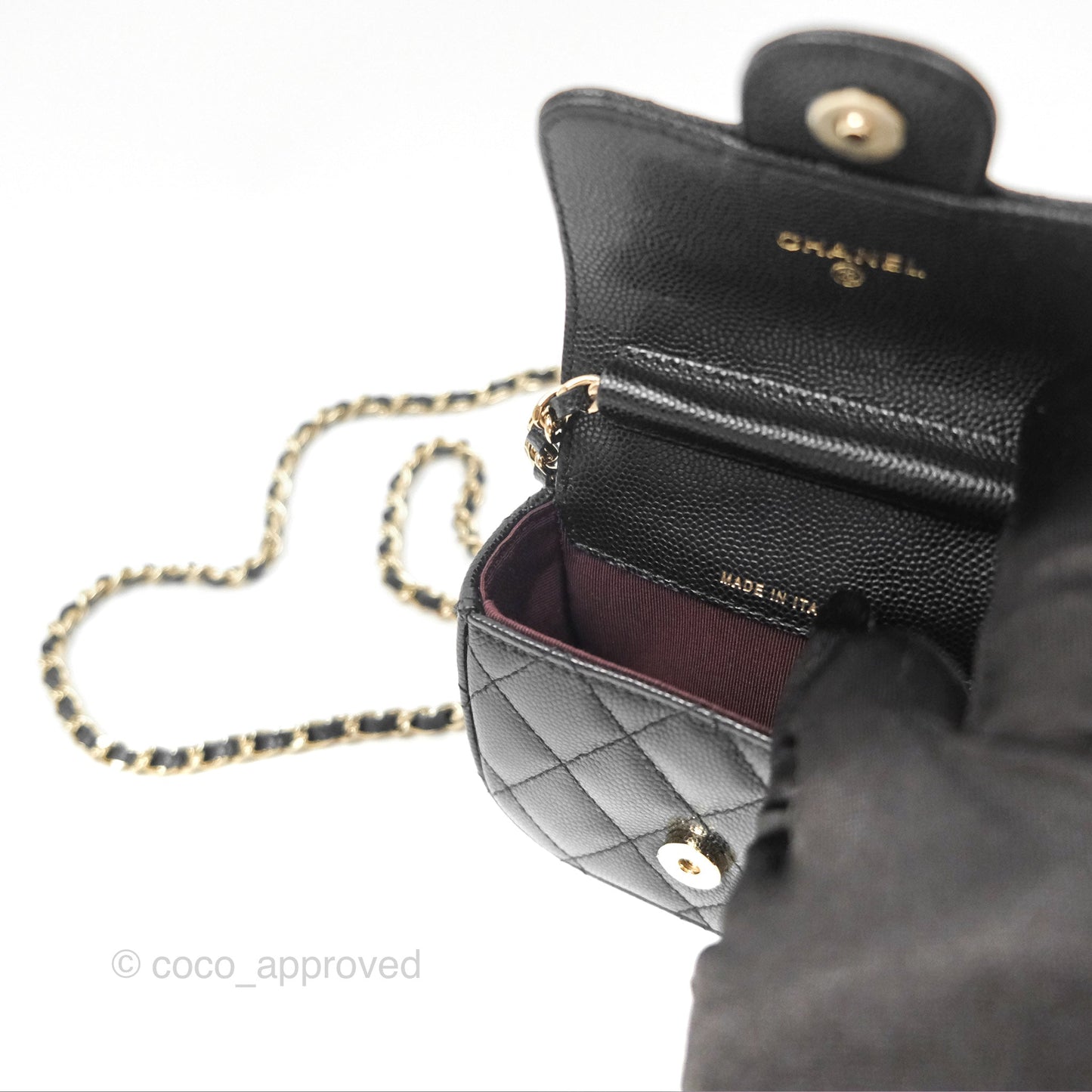 Chanel Mini Clutch With Chain Black Caviar Gold Hardware