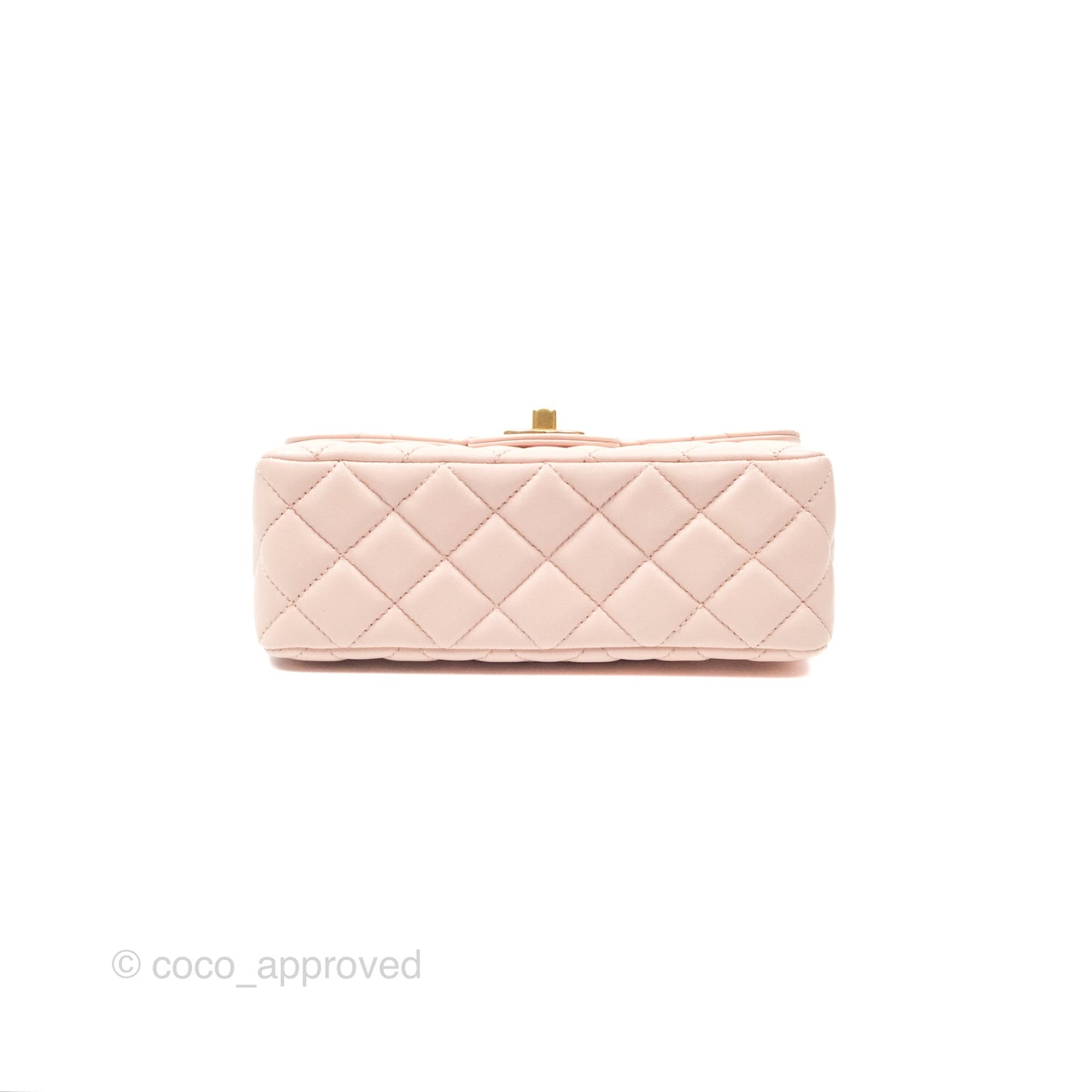 Chanel Top Handle Mini Rectangular Flap Bag Light Pink Lambskin Aged Gold Hardware