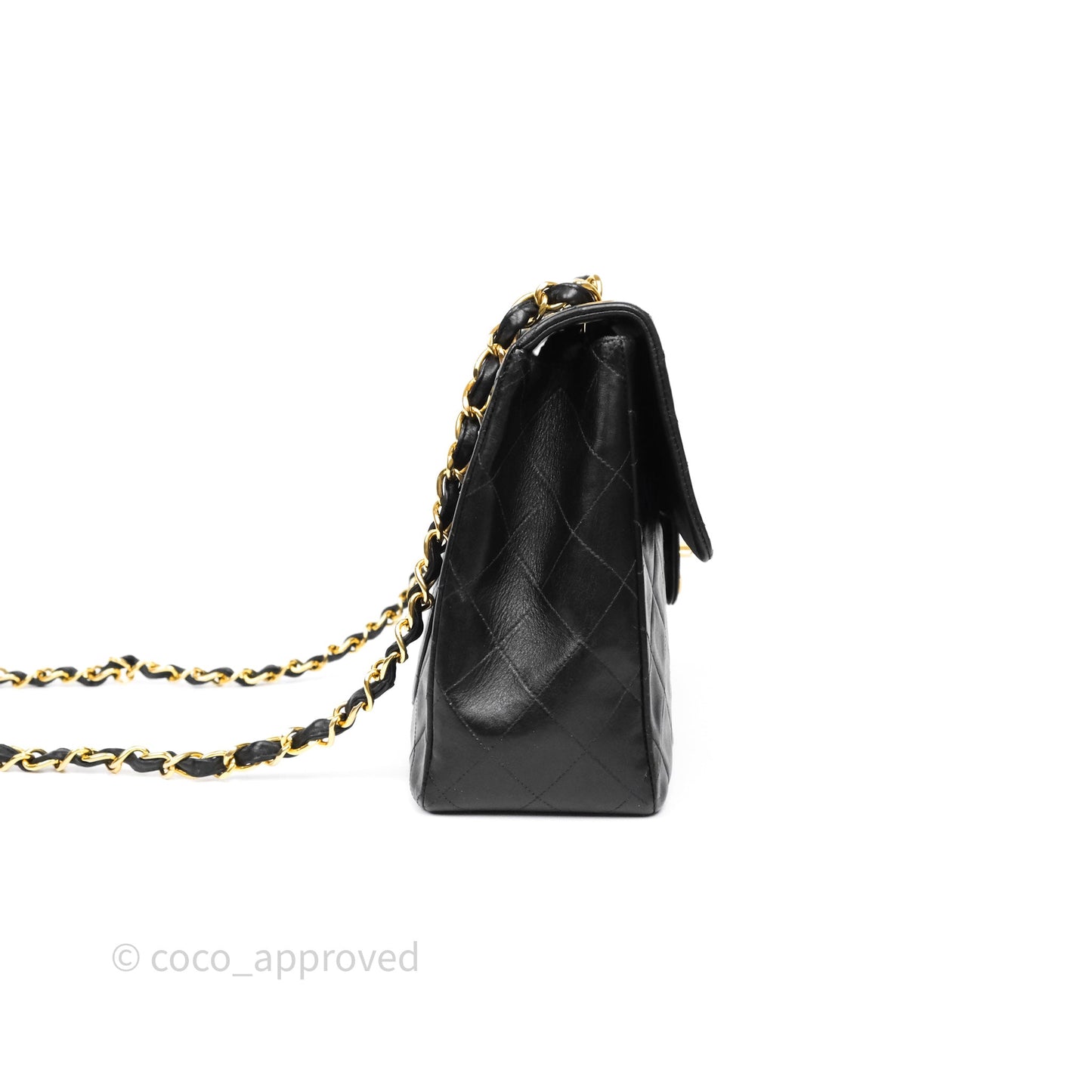 Chanel Vintage XL Jumbo Single Flap Black Lambskin 24K Gold Hardware