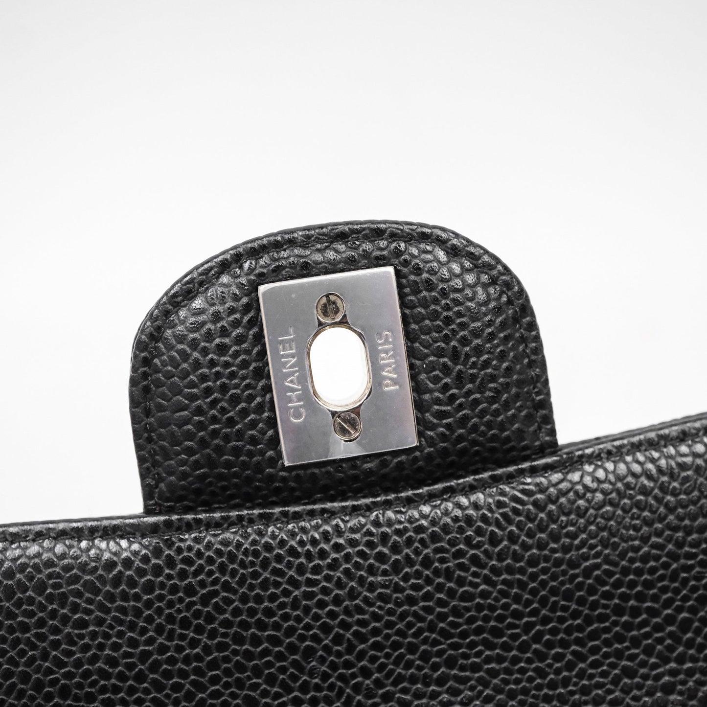 Chanel Classic M/L Medium Flap Quilted Black Caviar Silver Hardware