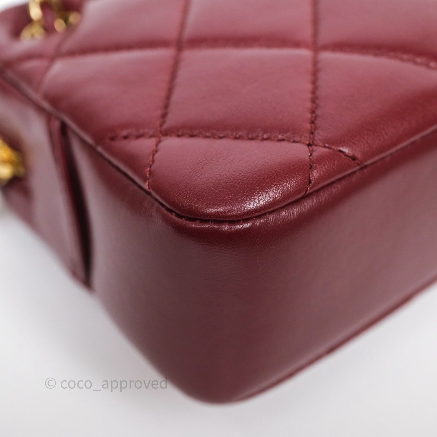 Chanel Small Camera Bag Burgundy Lambskin Gold Hardware