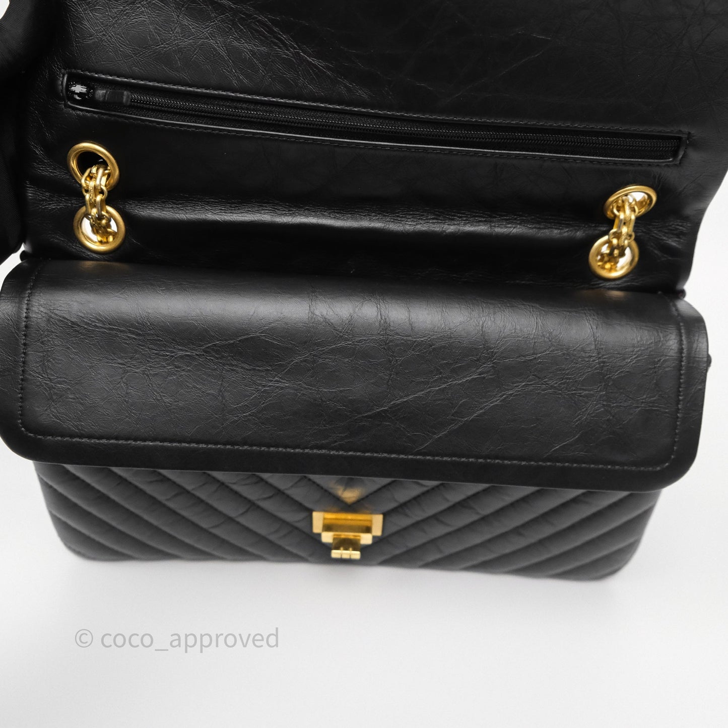Chanel Reissue 226 Chevron Black Aged Calfskin Aged Gold Hardware