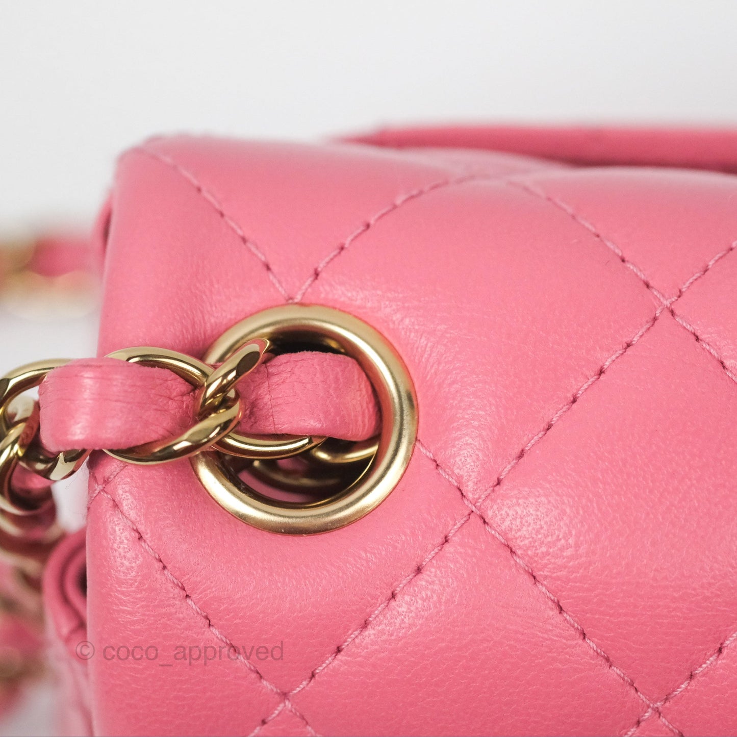 Chanel Quilted Mini Square Lambskin Pink Gold Hardware