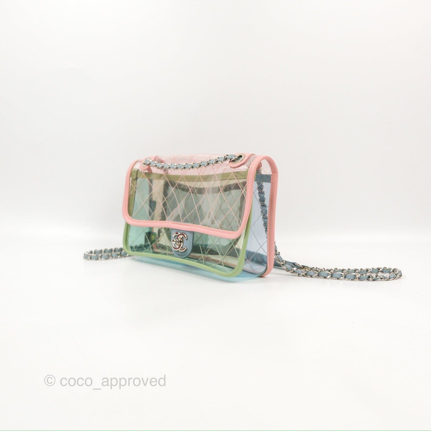 Chanel Coco Splash PVC Medium Flap Bag Blue/Green/Pink Silver Hardware