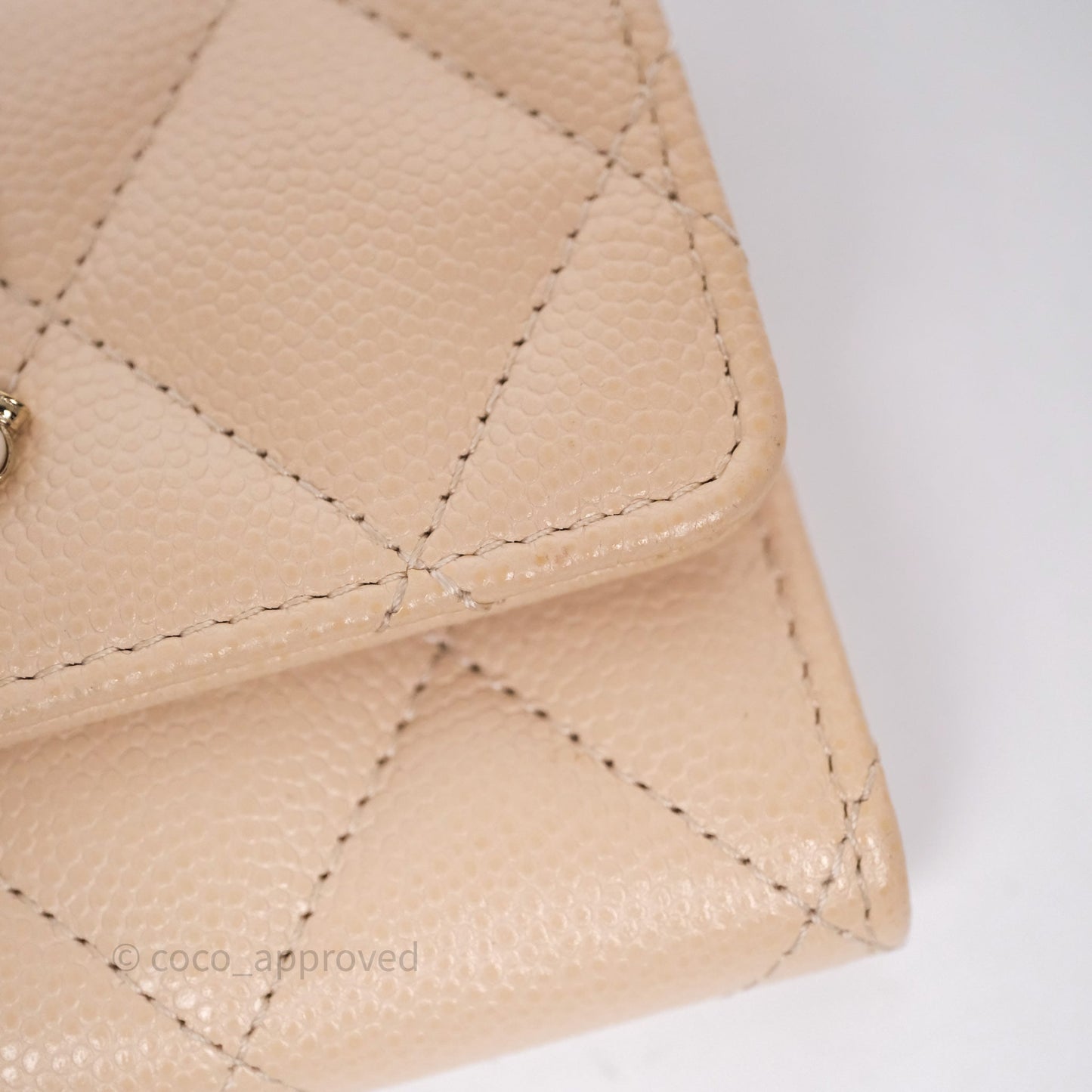 Chanel Pearl CC Flap Card Holder Beige Caviar Gold Hardware