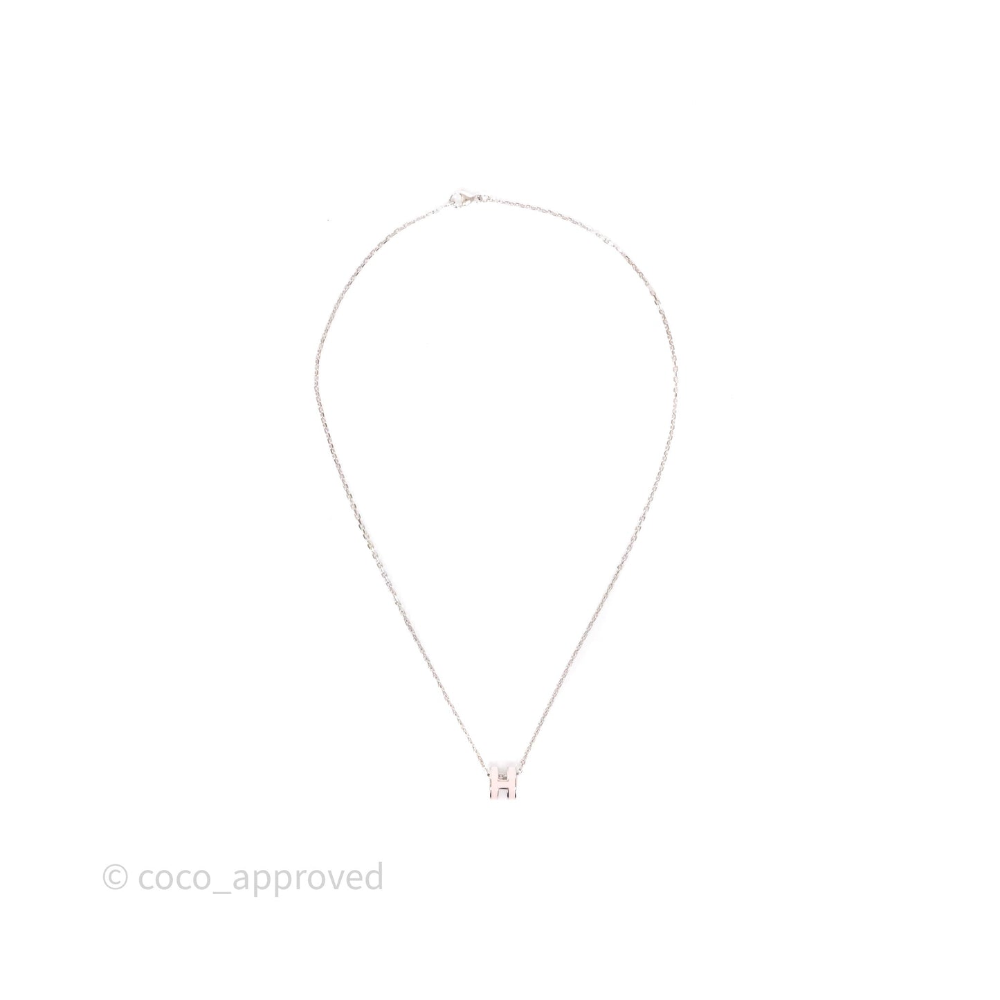 Hermès Mini Pop H Rose Dragee Pendant Necklace Palladium Hardware