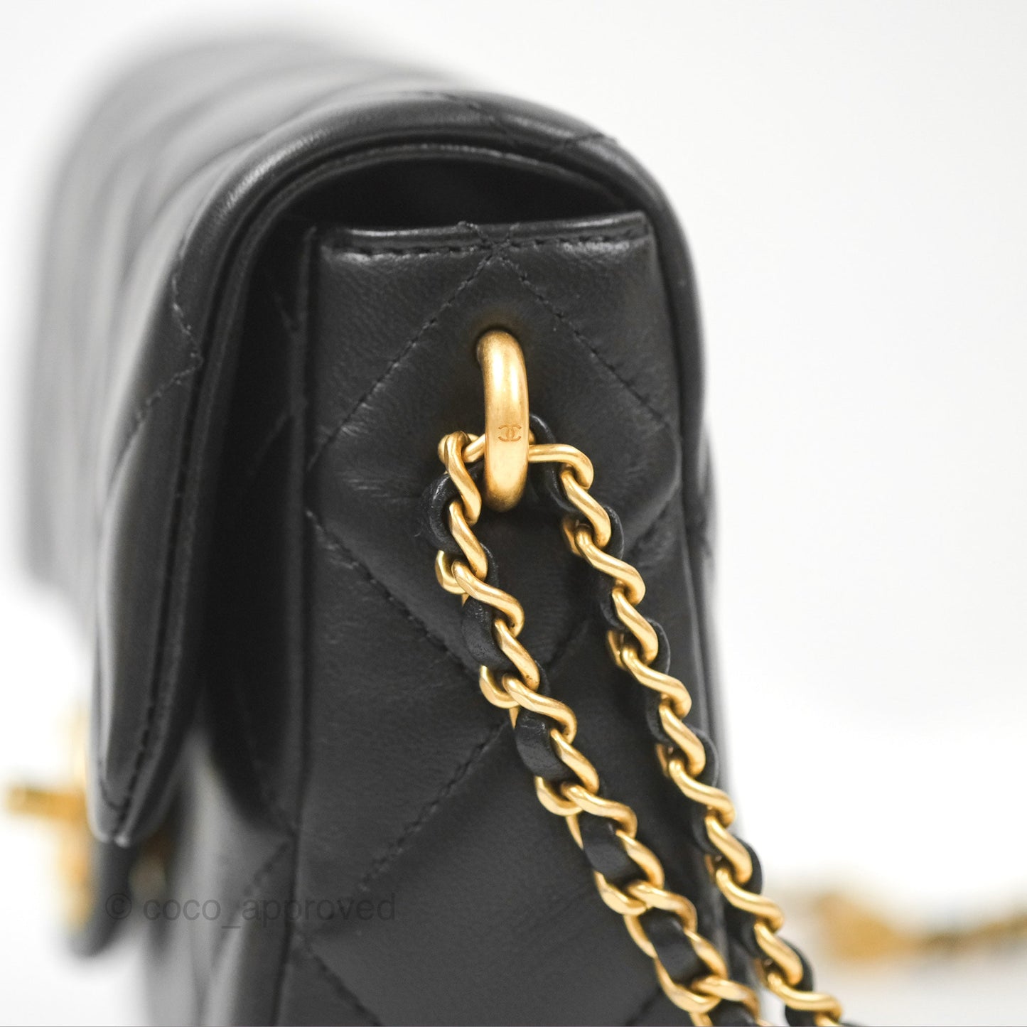 Chanel Quilted My Perfect Mini With Pearl Black Lambskin Gold Hardware