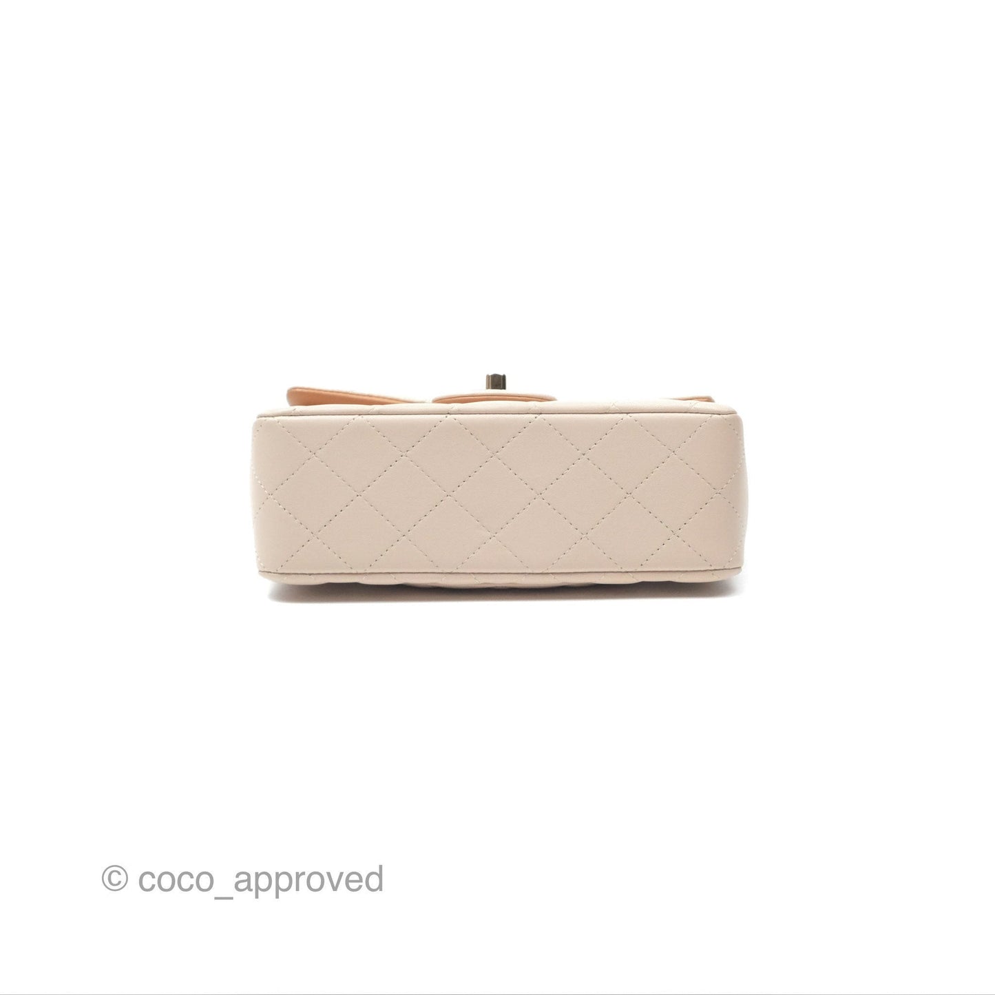 Chanel Top Handle Mini Rectangular Flap Bag Ecru/Beige Lambskin Gold Hardware 23P