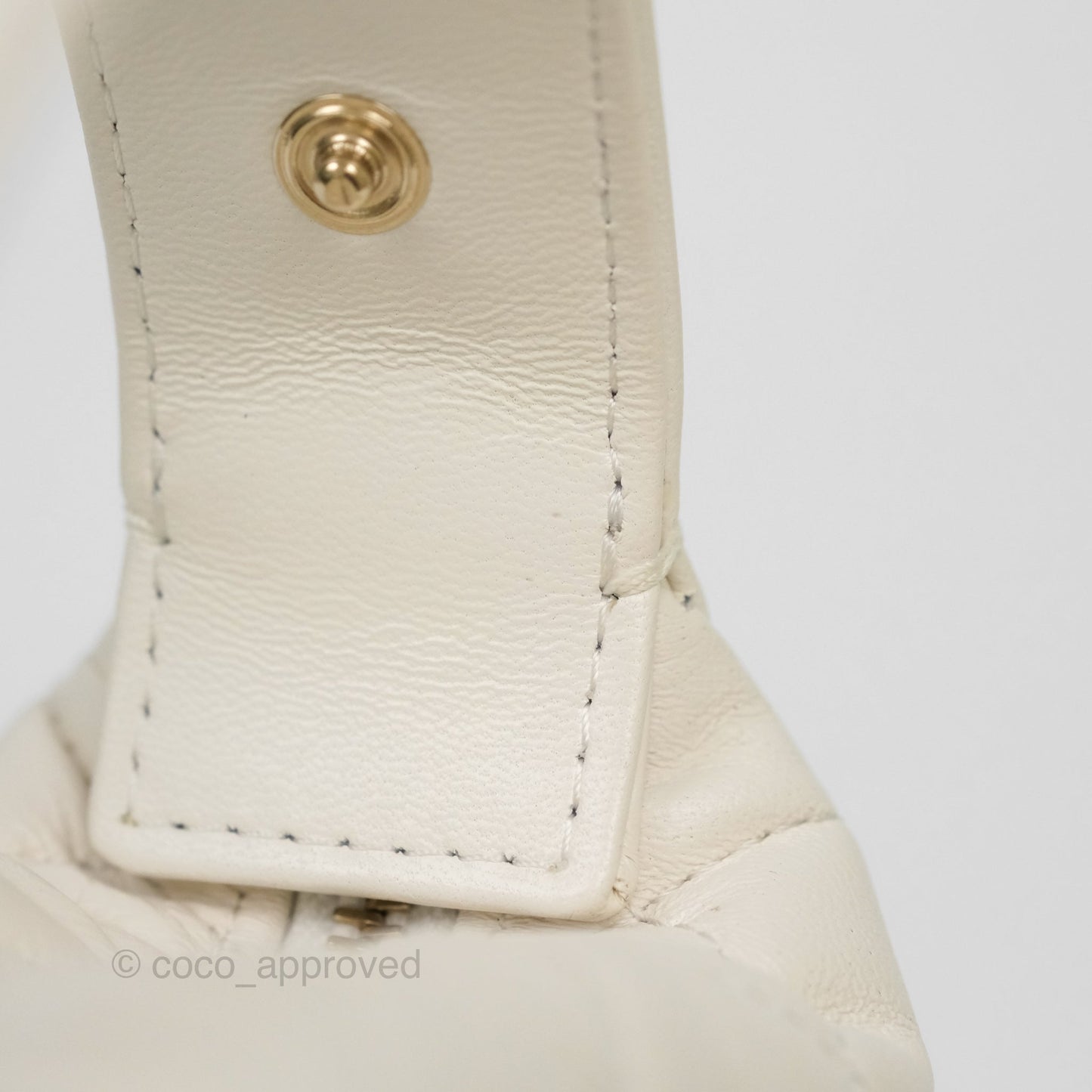 Chanel Chain Around Mini Hobo Pouch White Lambskin Gold Hardware 23C