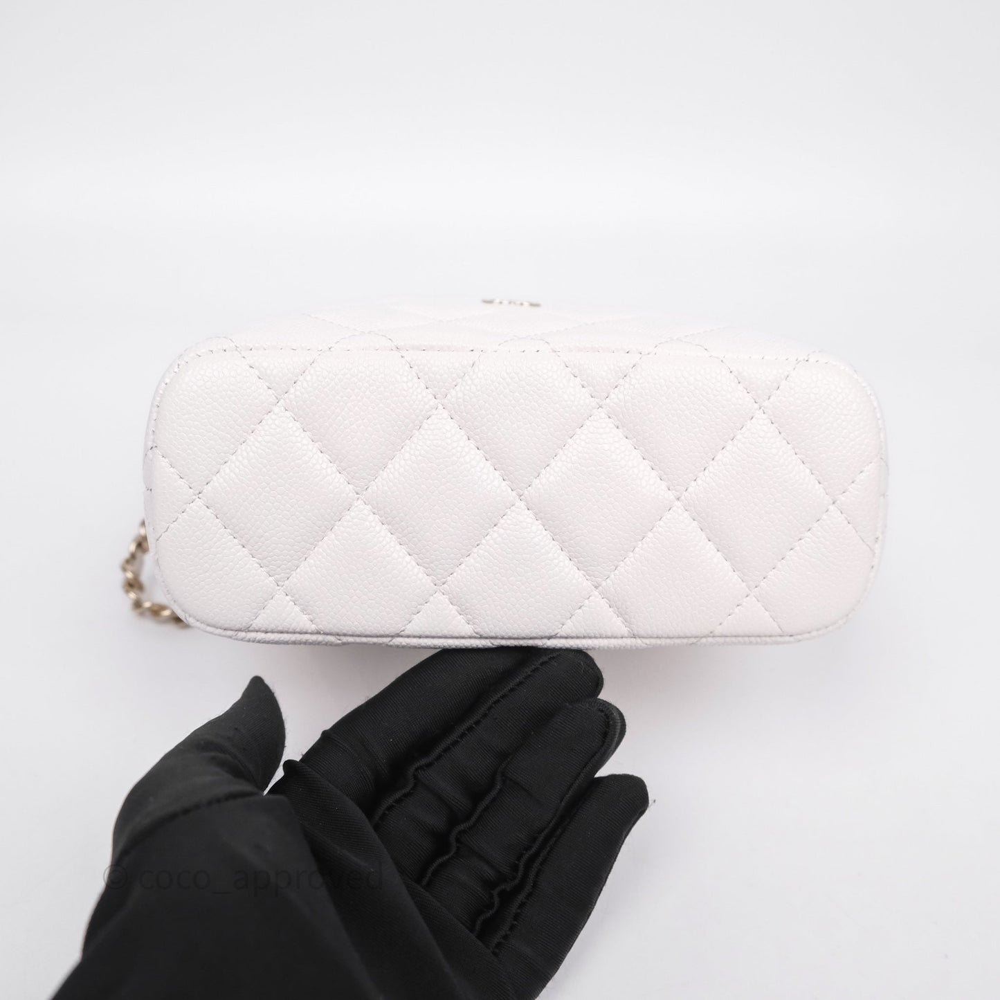 Chanel Quilted Hobo With Chain White Caviar Gold Hardware
