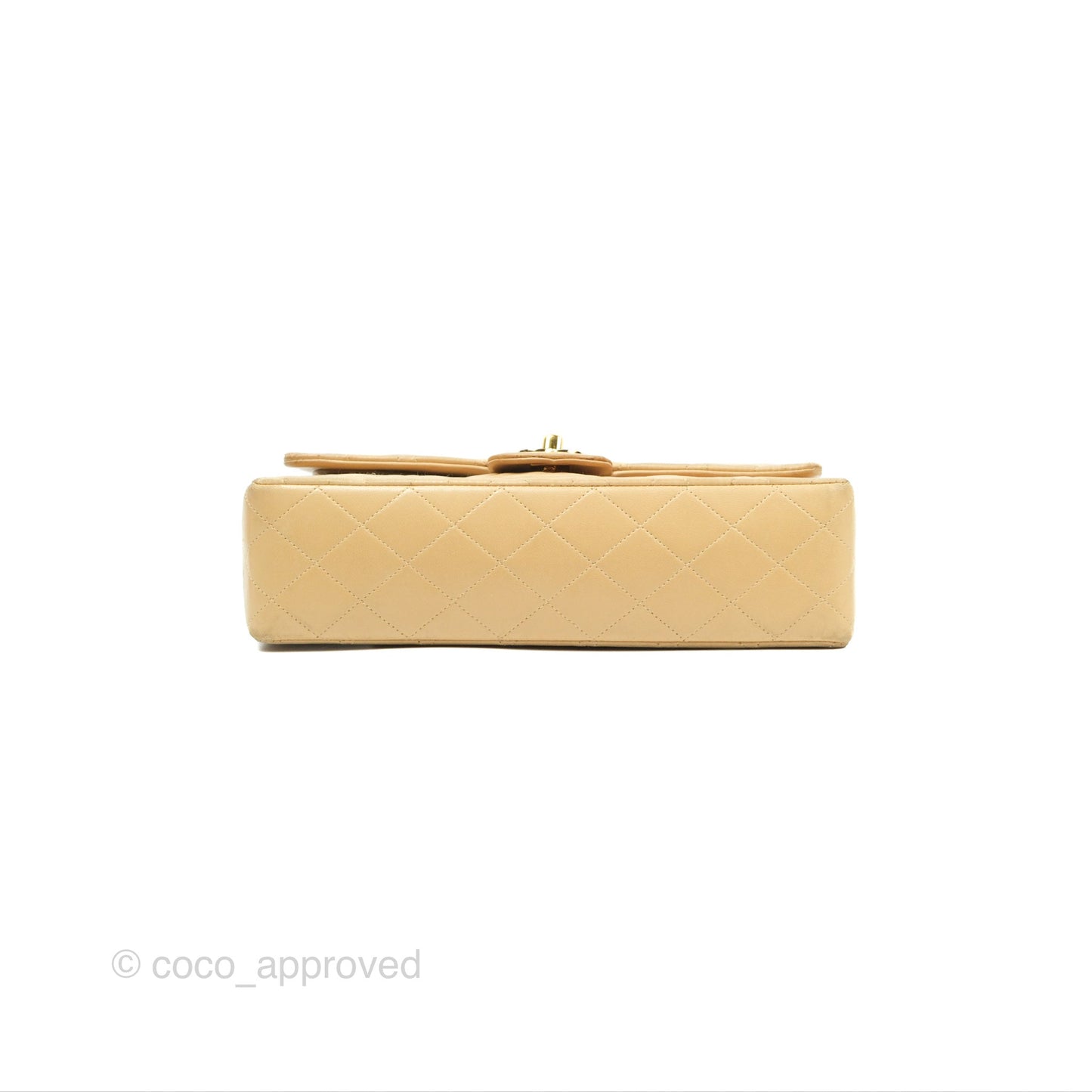 Chanel Vintage Medium Classic Flap Beige Lambskin 24K Gold Hardware